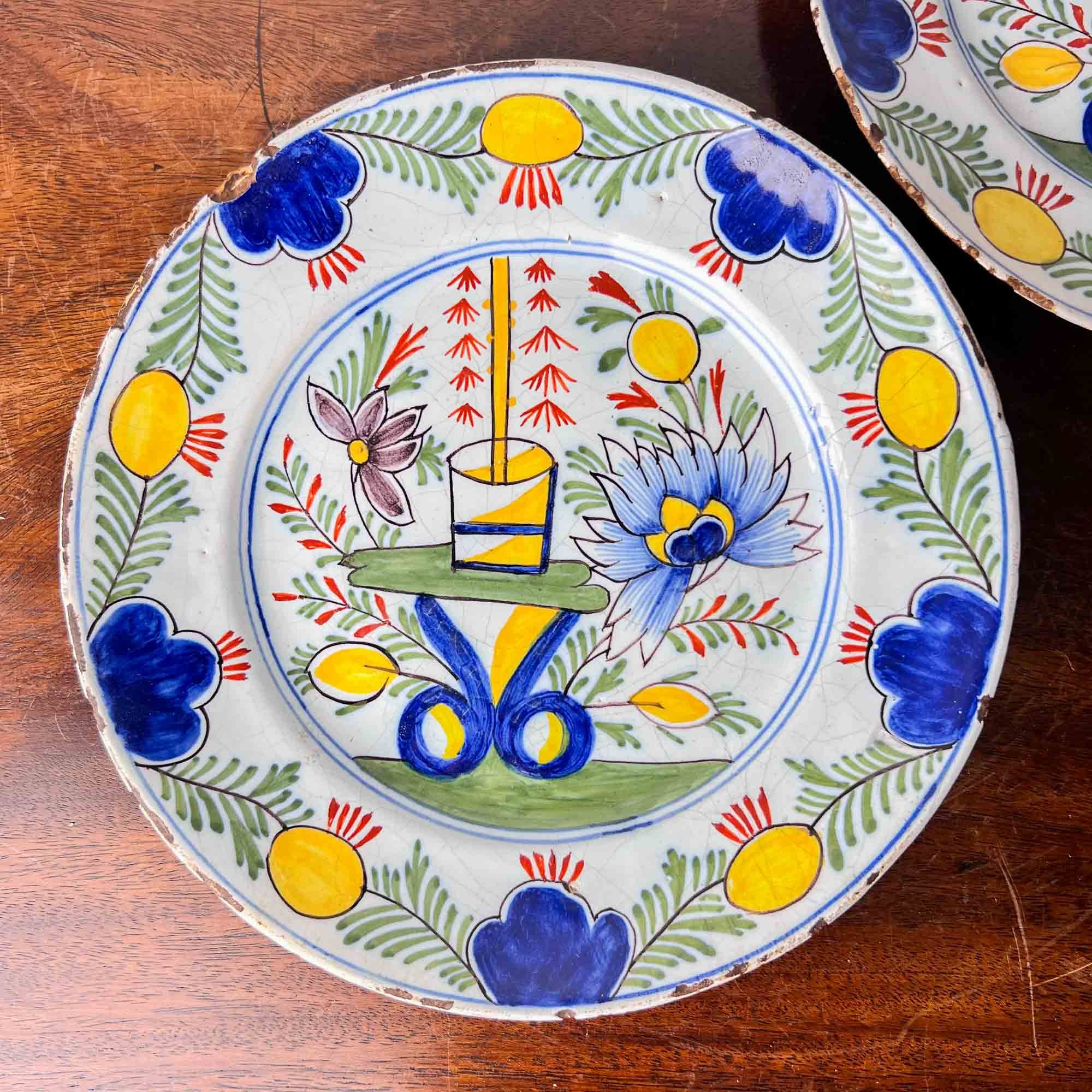 18th Century Dutch Delft Polychrome Plates