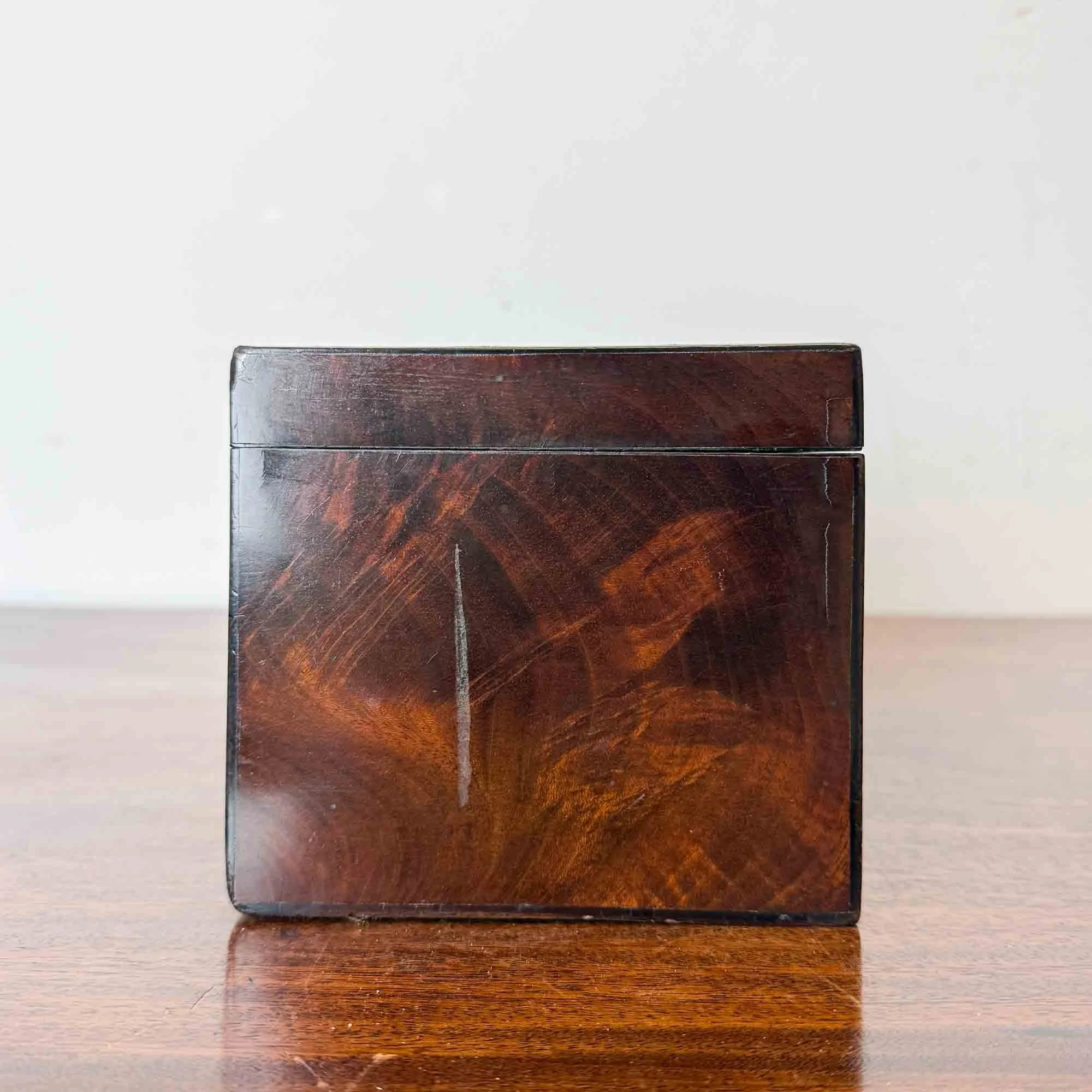 mid 19th century flame mahogany tea caddy