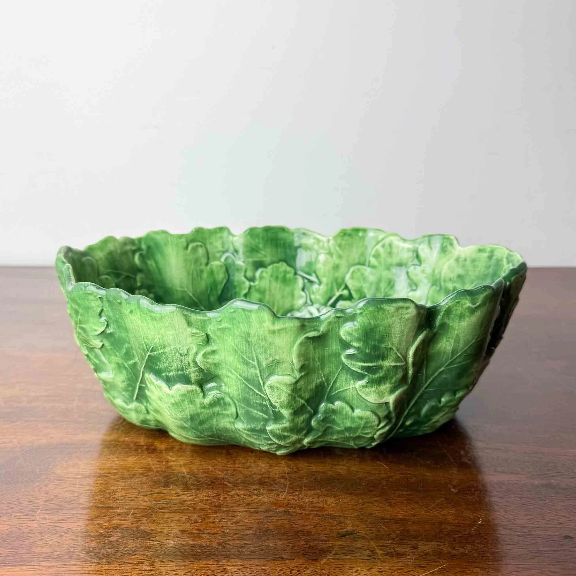Vintage Italian Majolica Leaf Salad Bowl