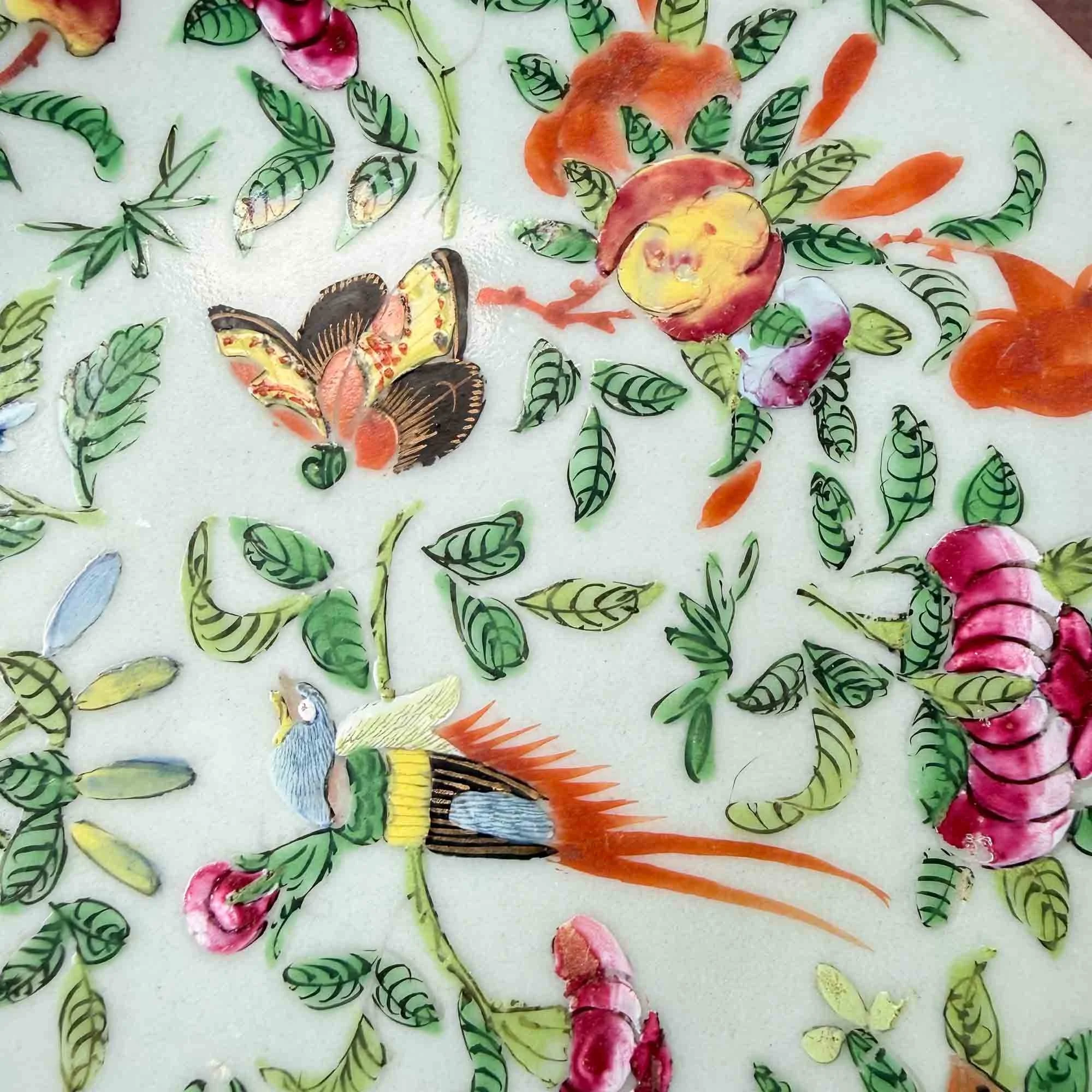 antique chinese famille rose celadon plate