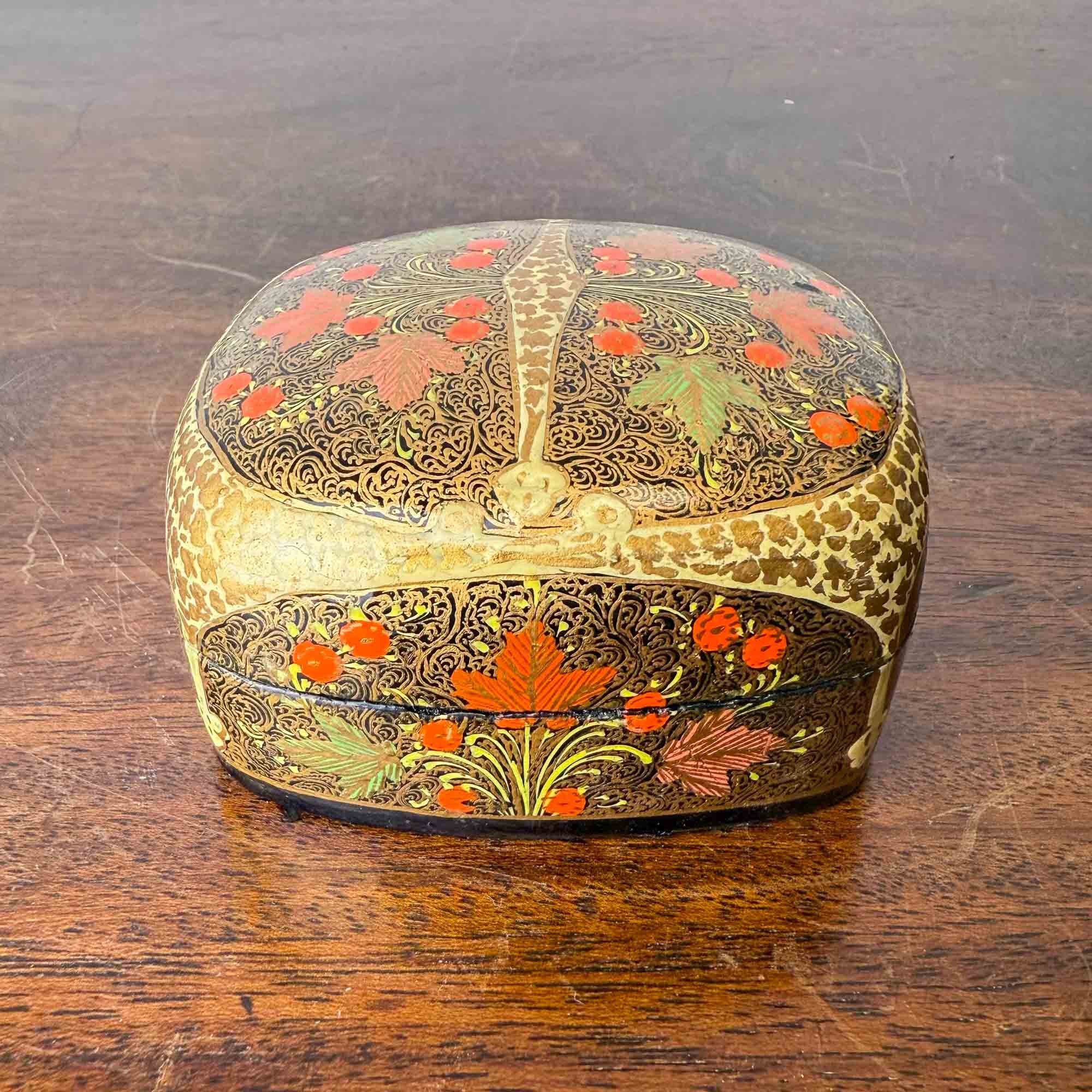 Vintage Papier Mache Gold Trinket Box