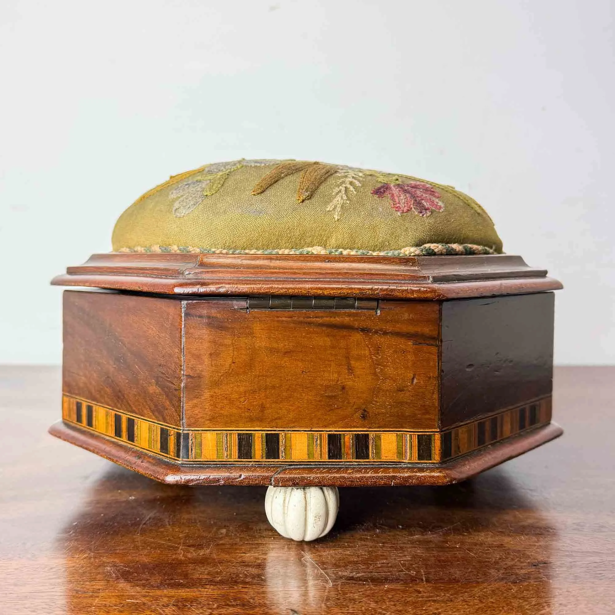 antique spitoon footstool with crewelwork upholstery-11.jpg