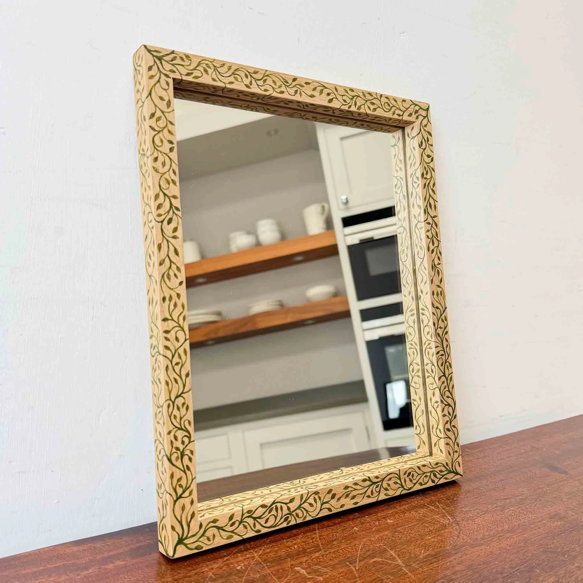Handmade Oak 'Tiny Leaves' Mirror