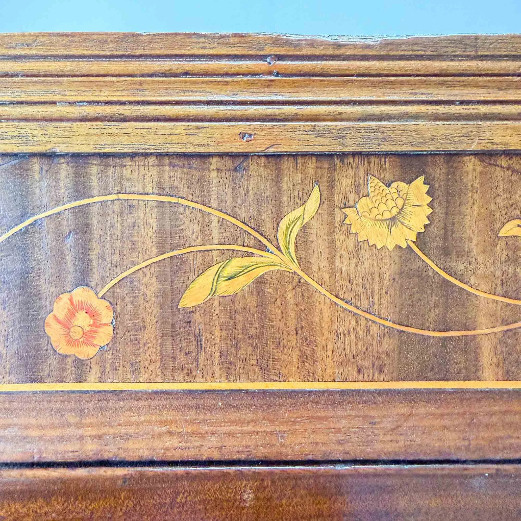 antique mahogany marquetry chest of drawers