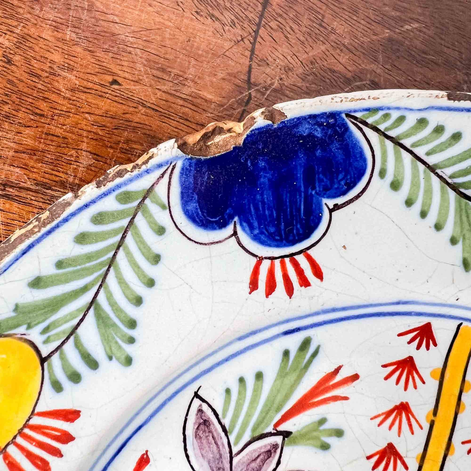 Pair of 18th Century Delft Polychrome Plates