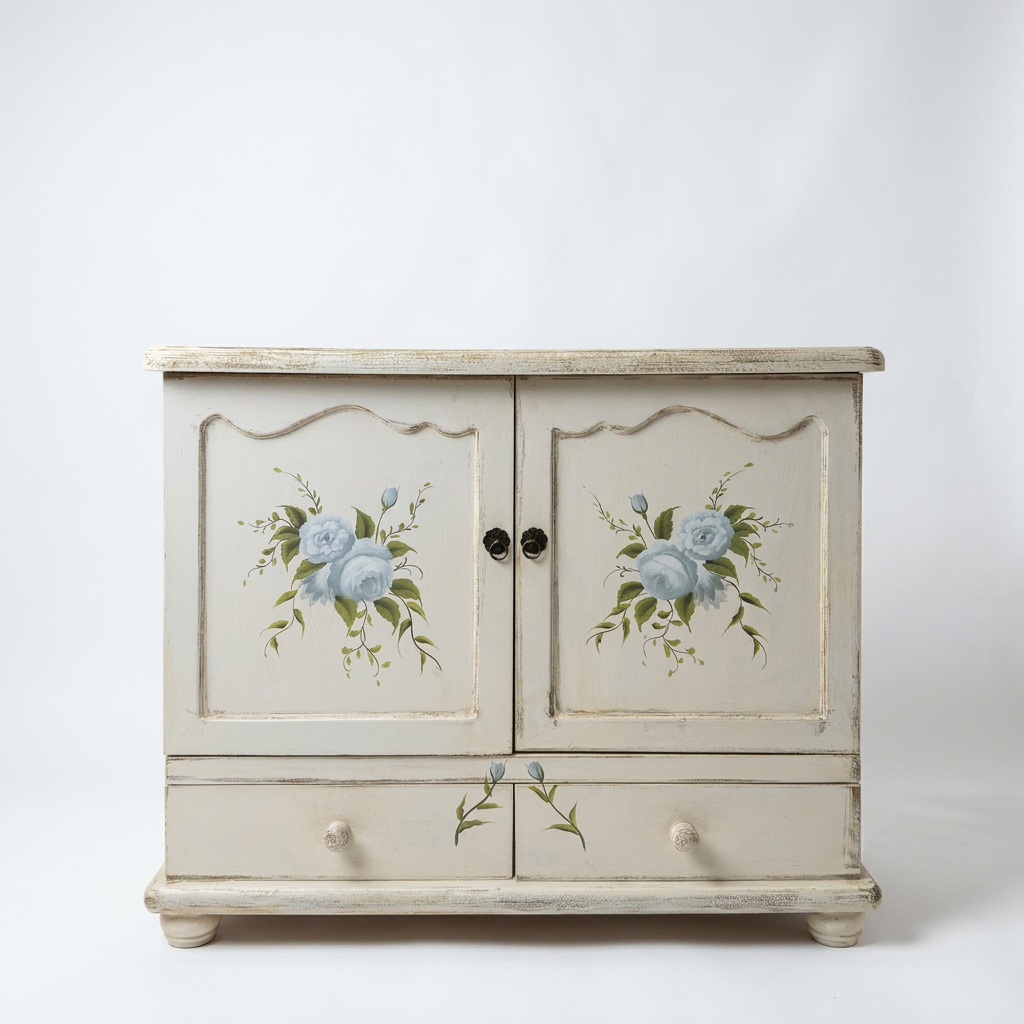 Vintage Floral Painted Cupboard