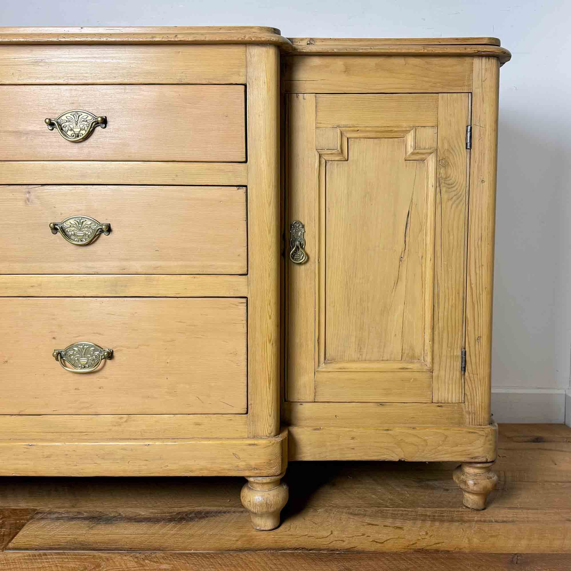 victorian pine breakfront dresser base