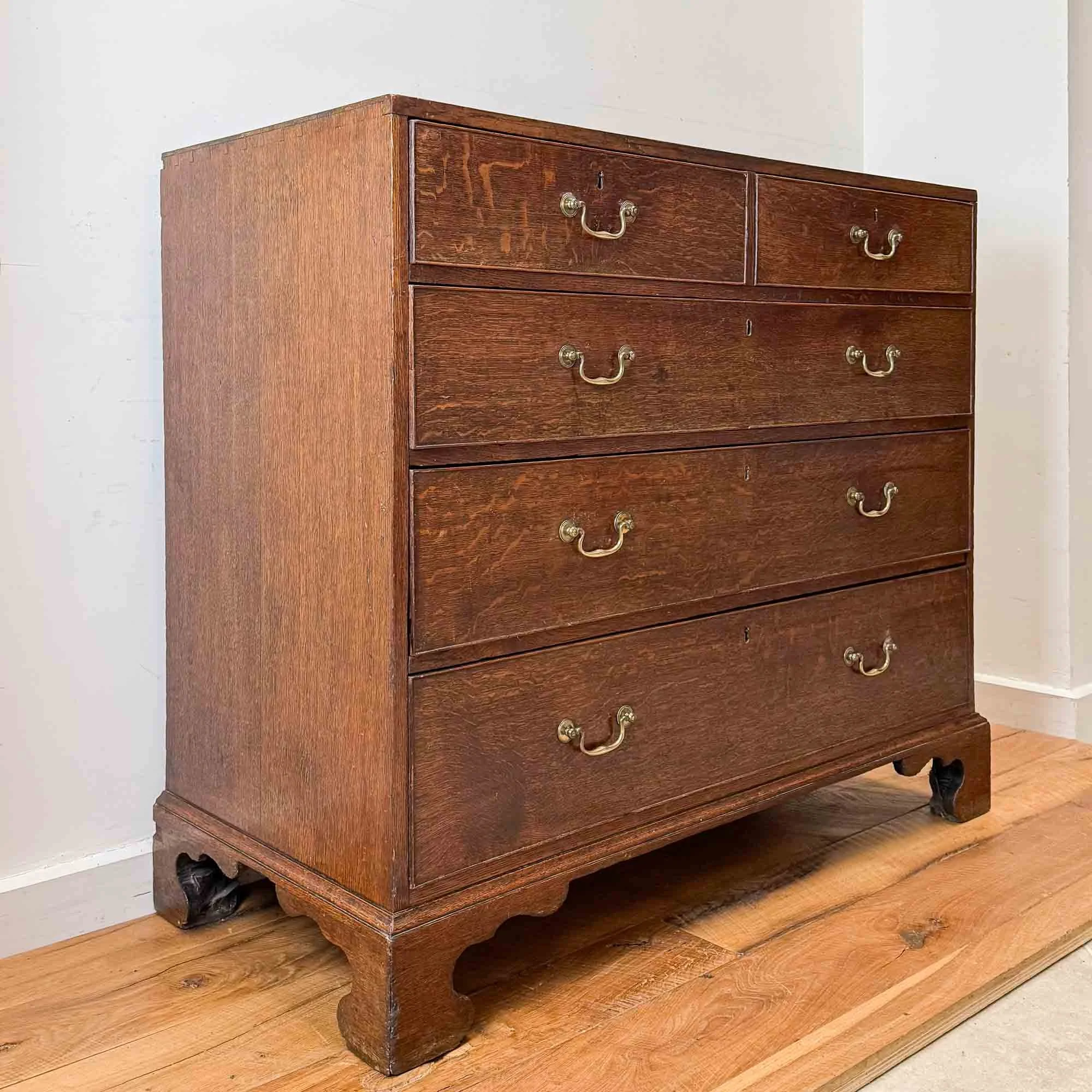 large georgian oak chest of drawers