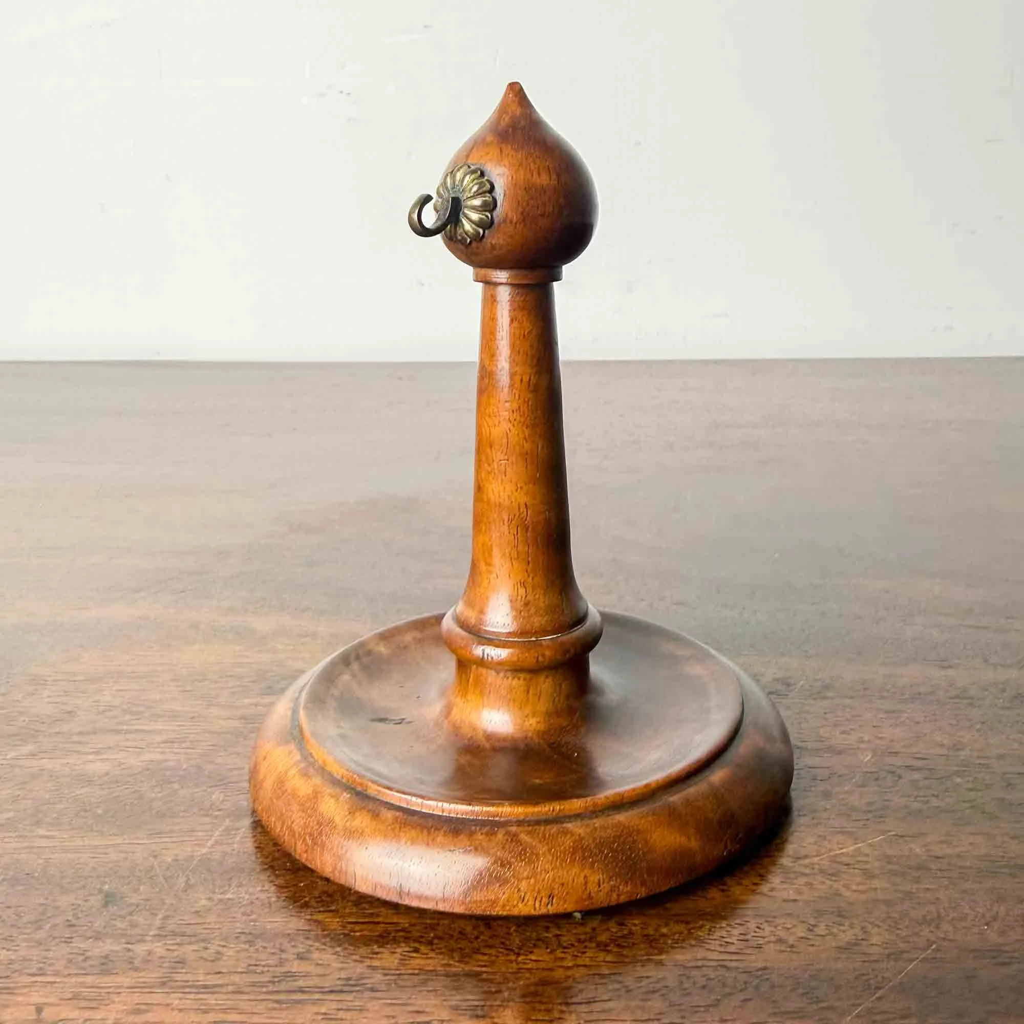 Antique Turned Mahogany Pocket Watch Stand