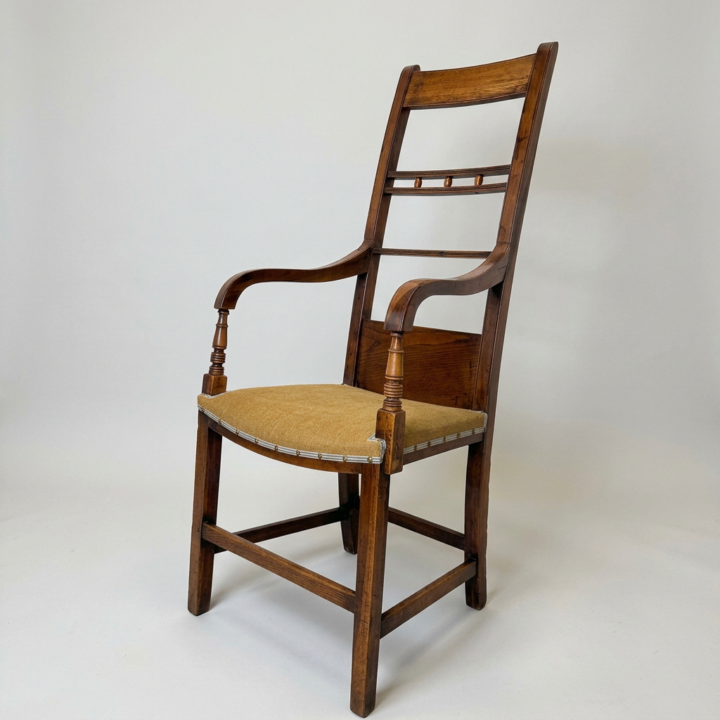 Regency Period Fruitwood and Elm High Back Chair