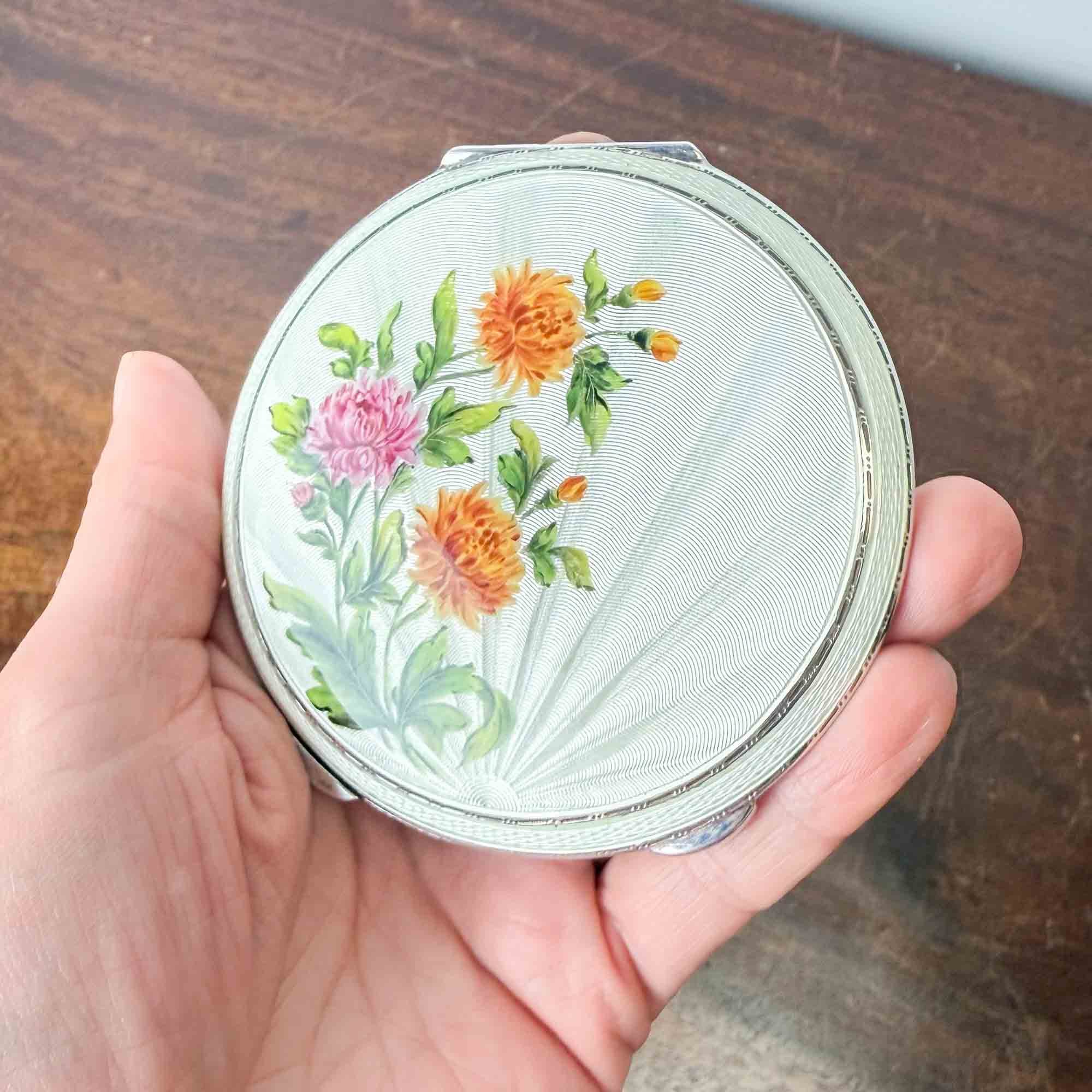Silver And Guilloche Enamel Powder Compact By Henry Clifford Davis