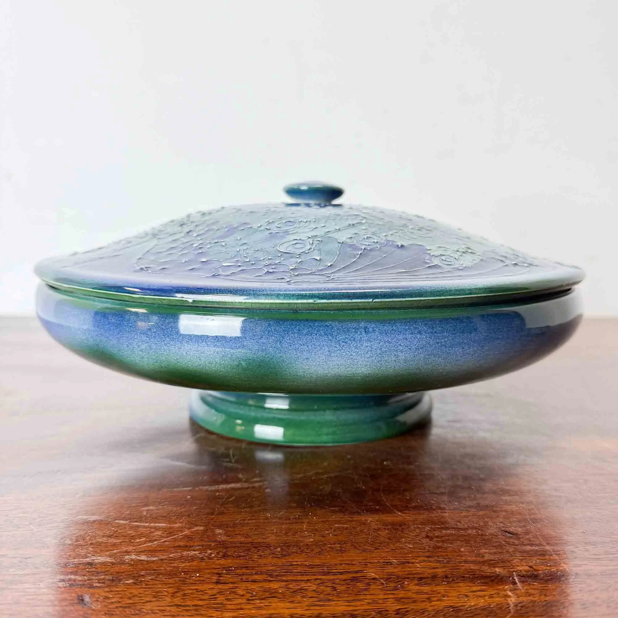 Lise B Moorcroft studio pottery peacock bowl-17.jpg