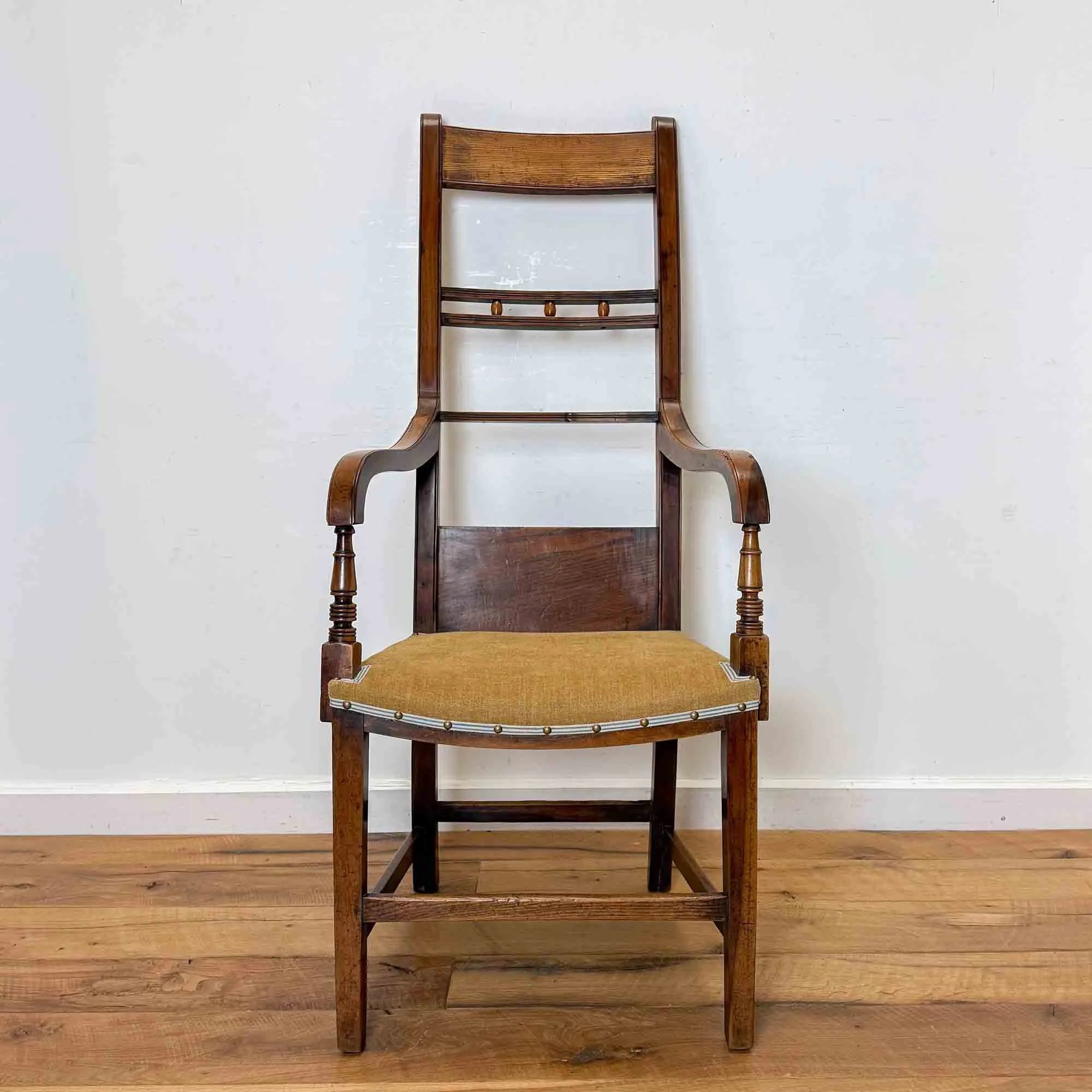 regency elm and fruitwood high back chair