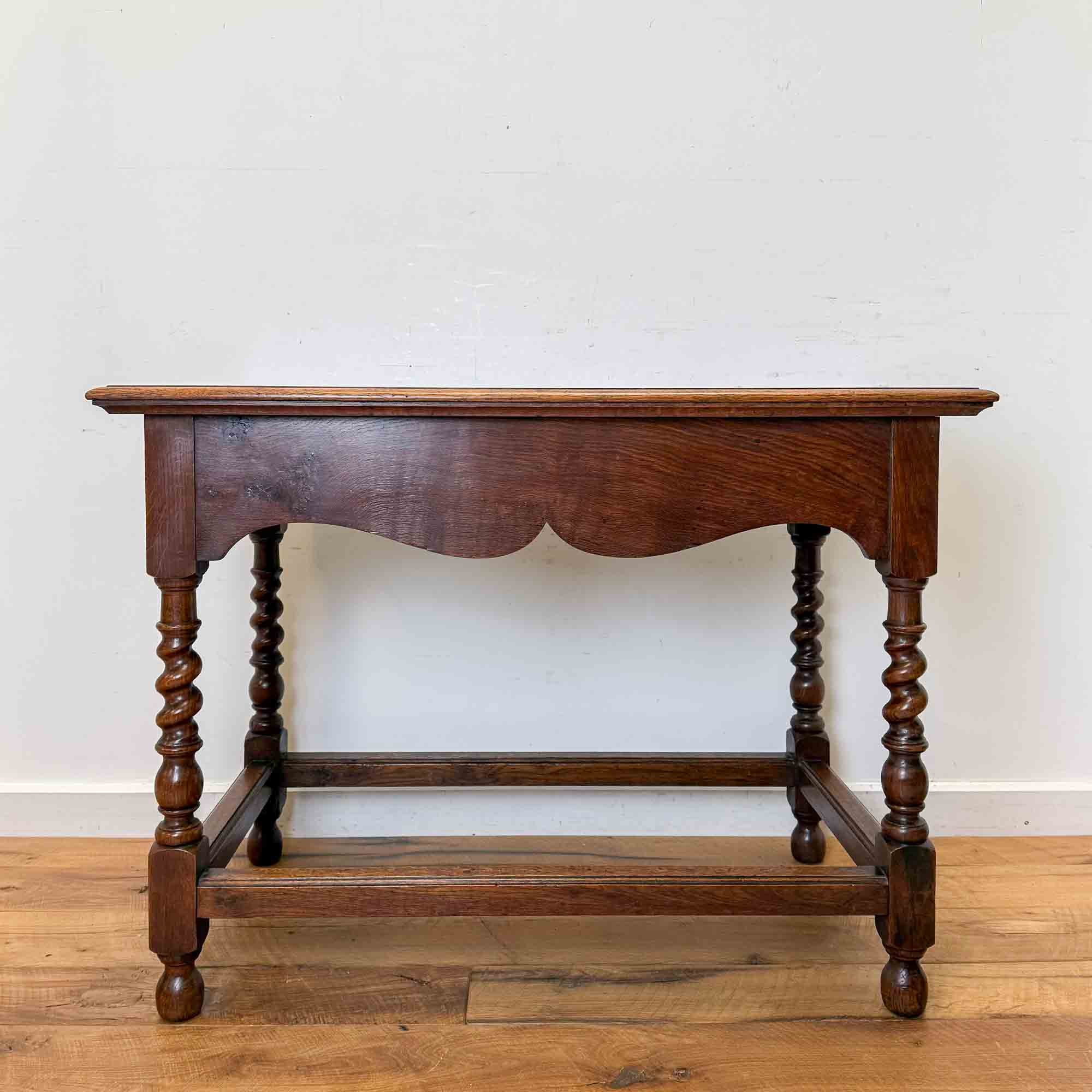 oak side table barley twist legs