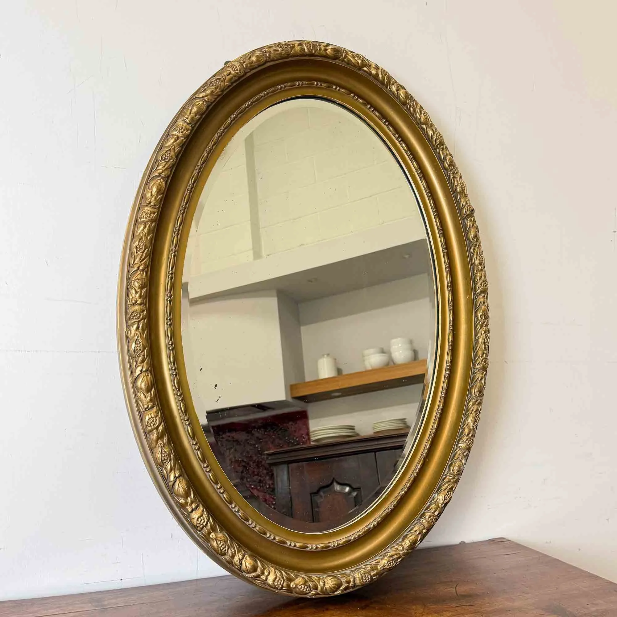 vintage oval gilt mirror