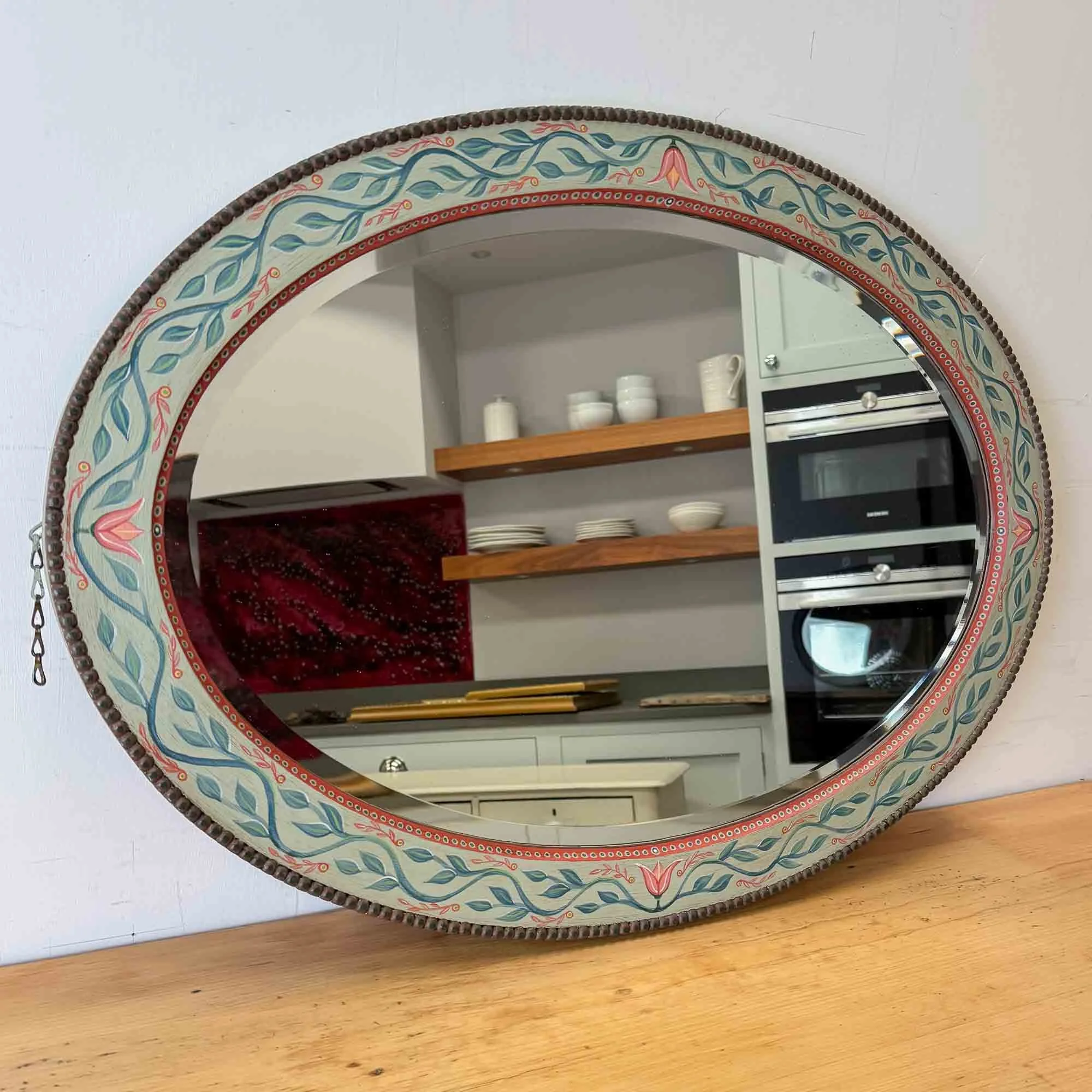 vintage hand painted folk art mirror