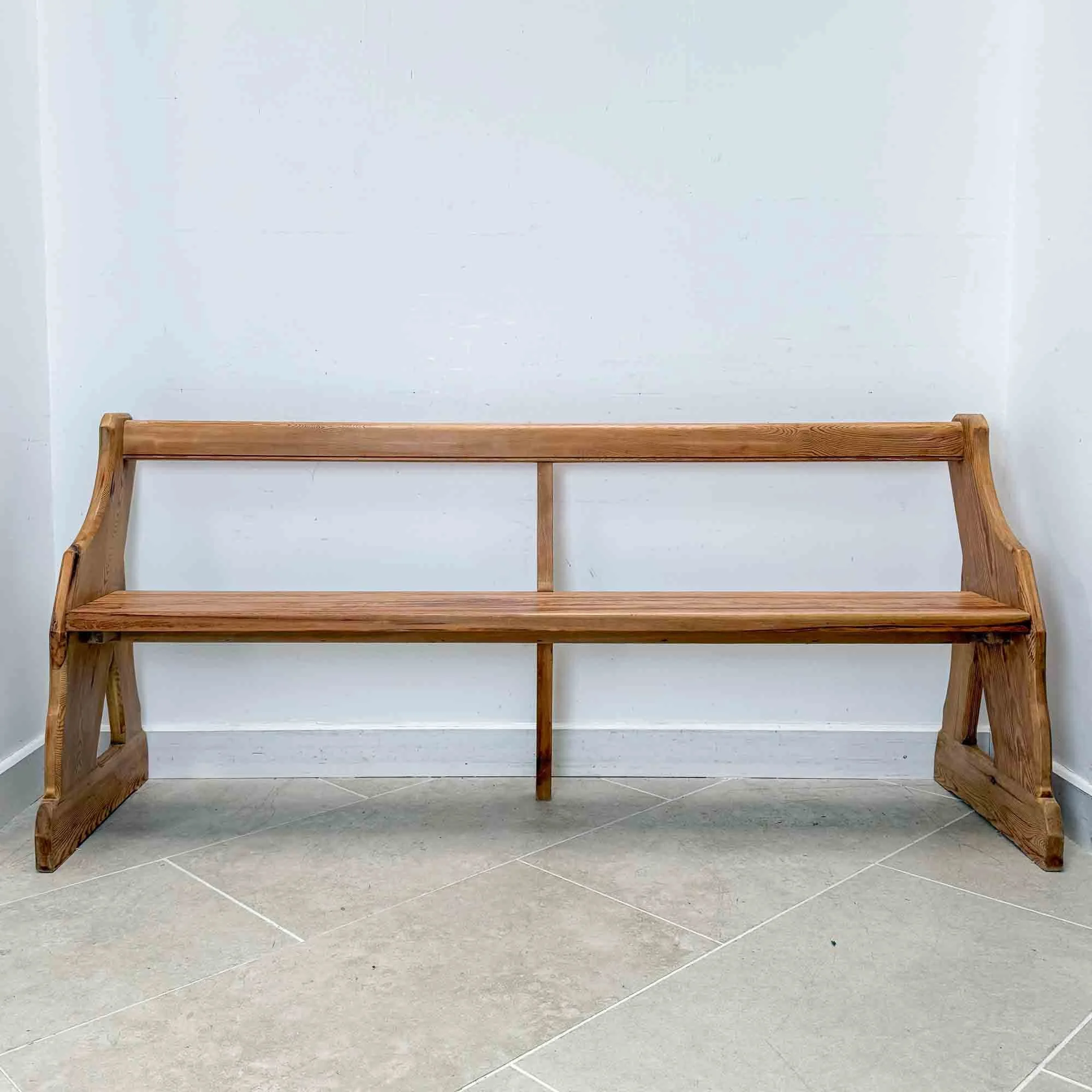 antique pitch pine church pew