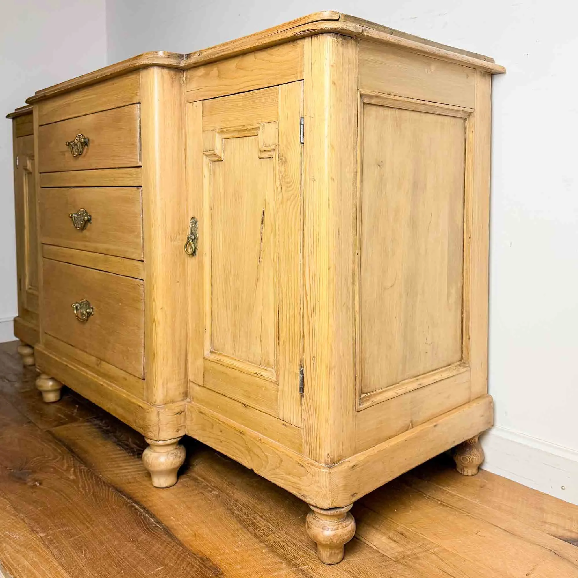 antique pine sideboard with cupboards and drawers