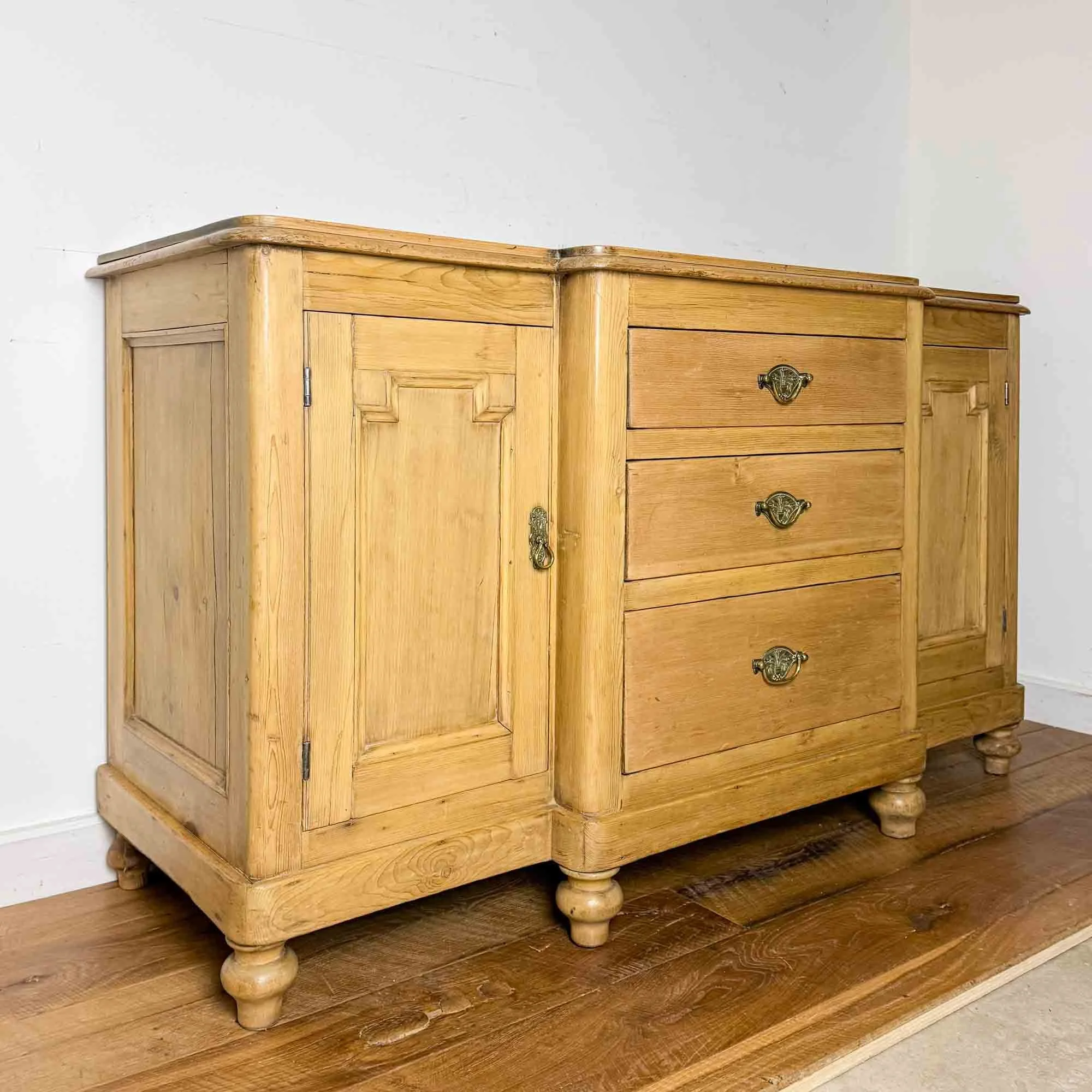 antique pine breakfront dresser base