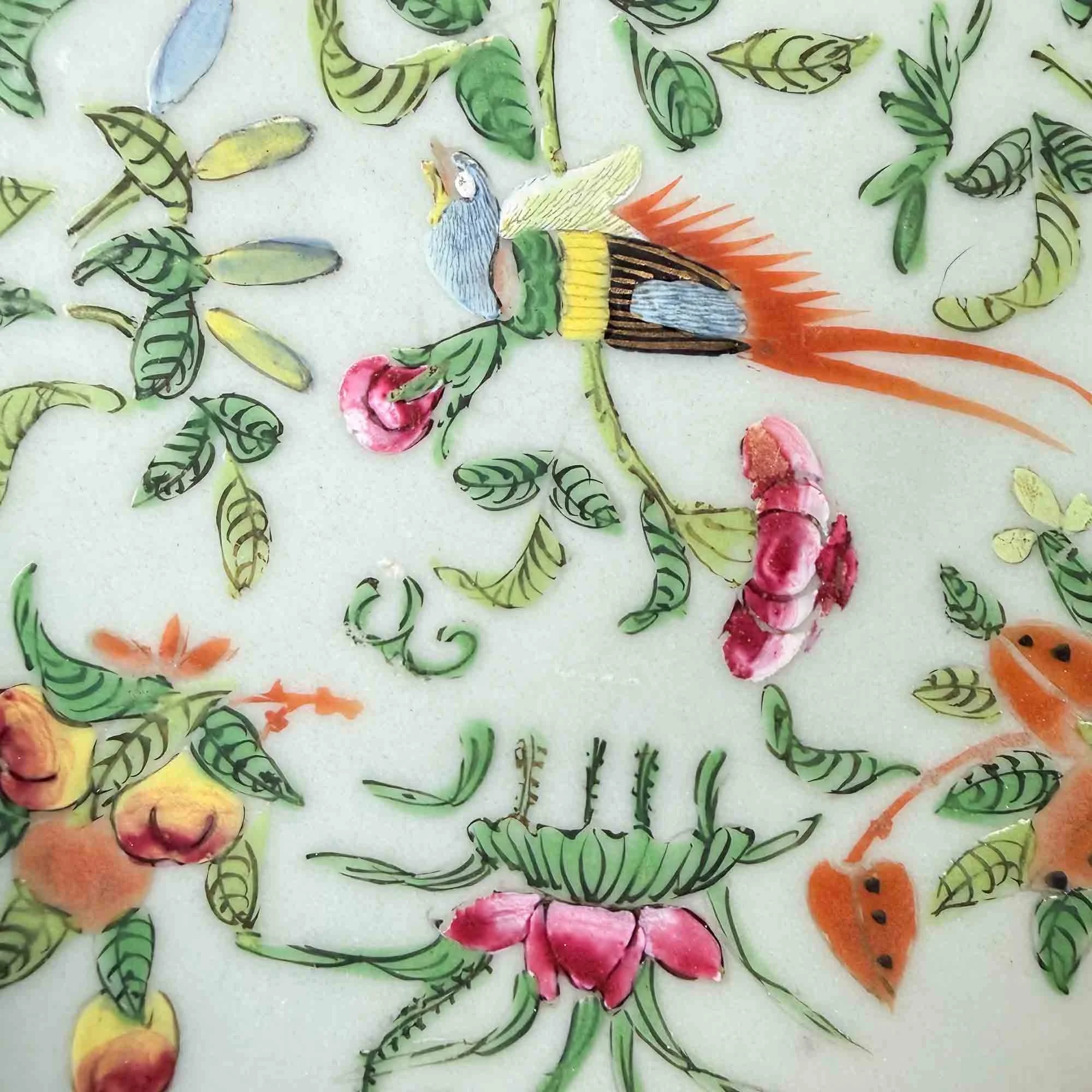 chinese famille rose plate with celadon glaze