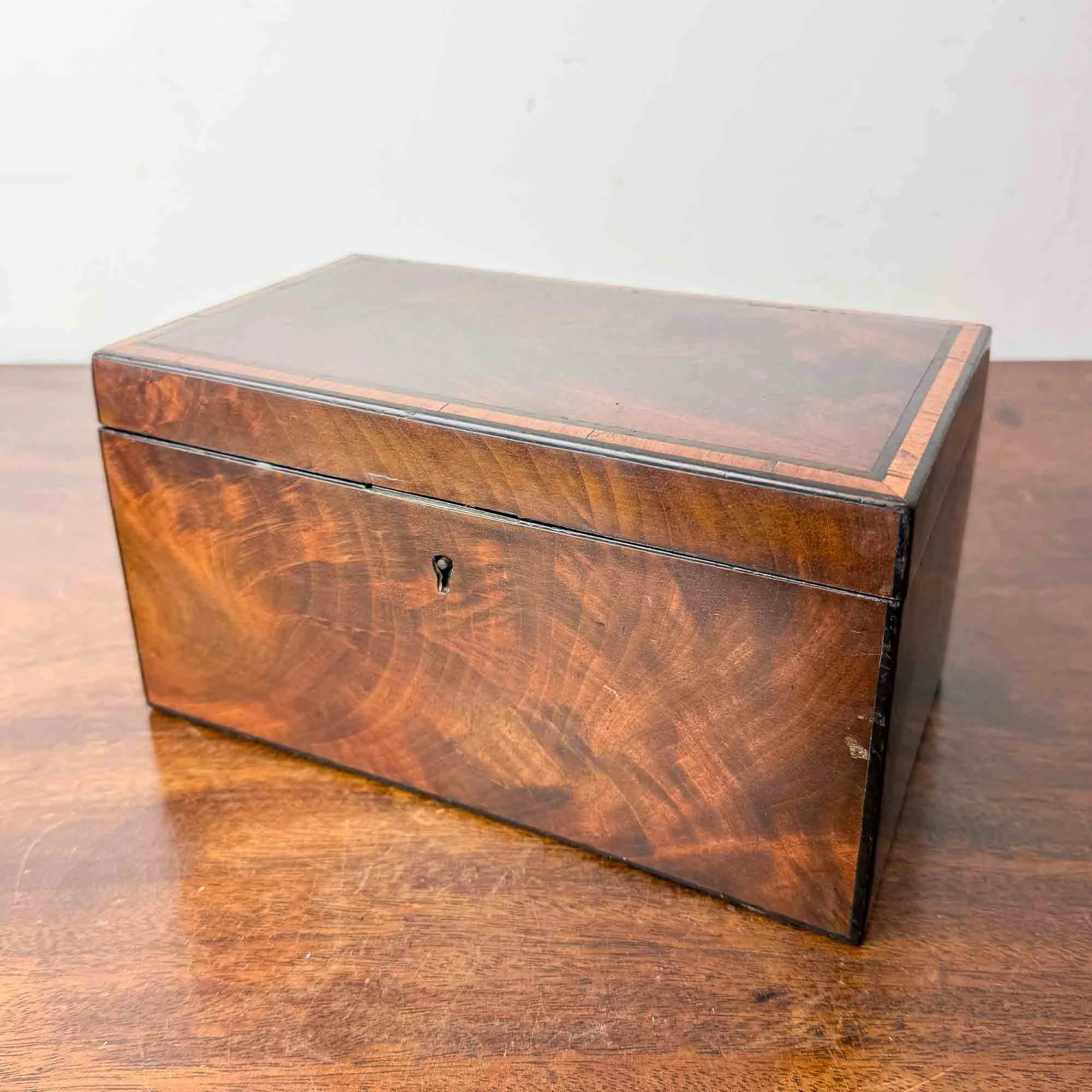 victorian flame mahogany tea caddy