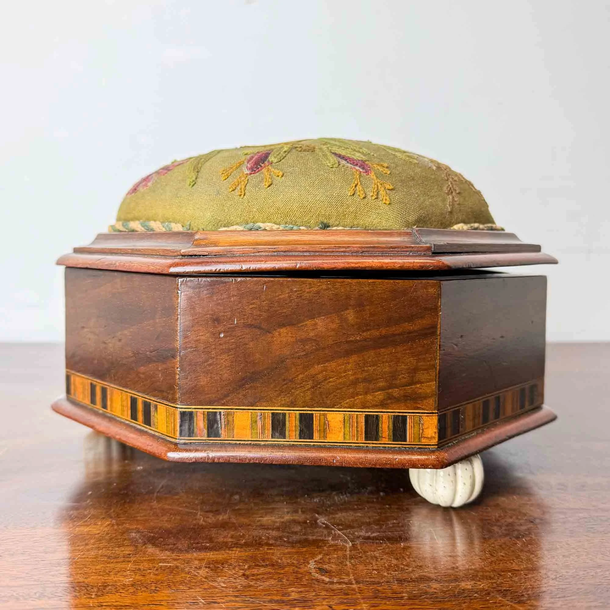 antique spitoon footstool with crewelwork upholstery-13.jpg