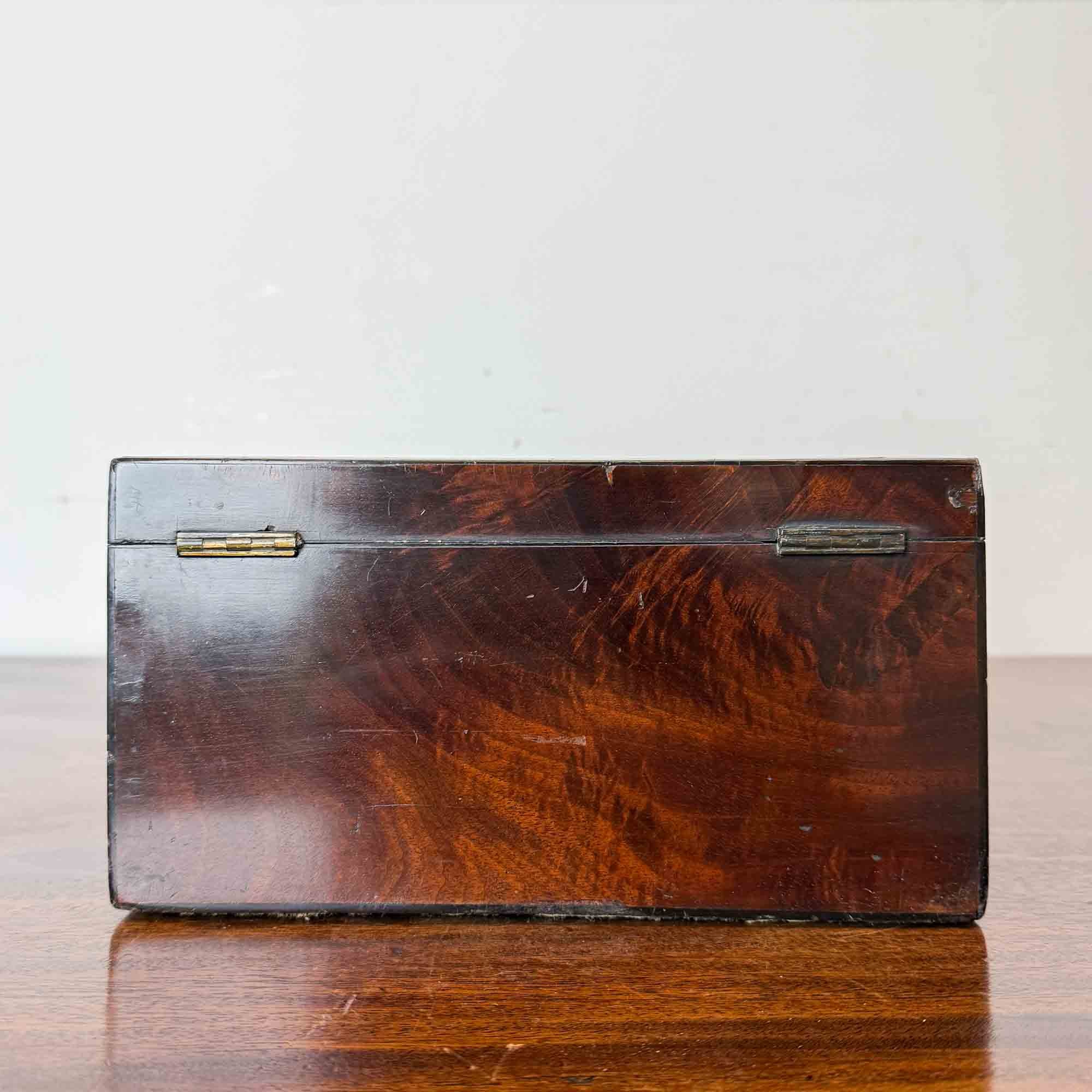 early victorian flame mahogany tea caddy