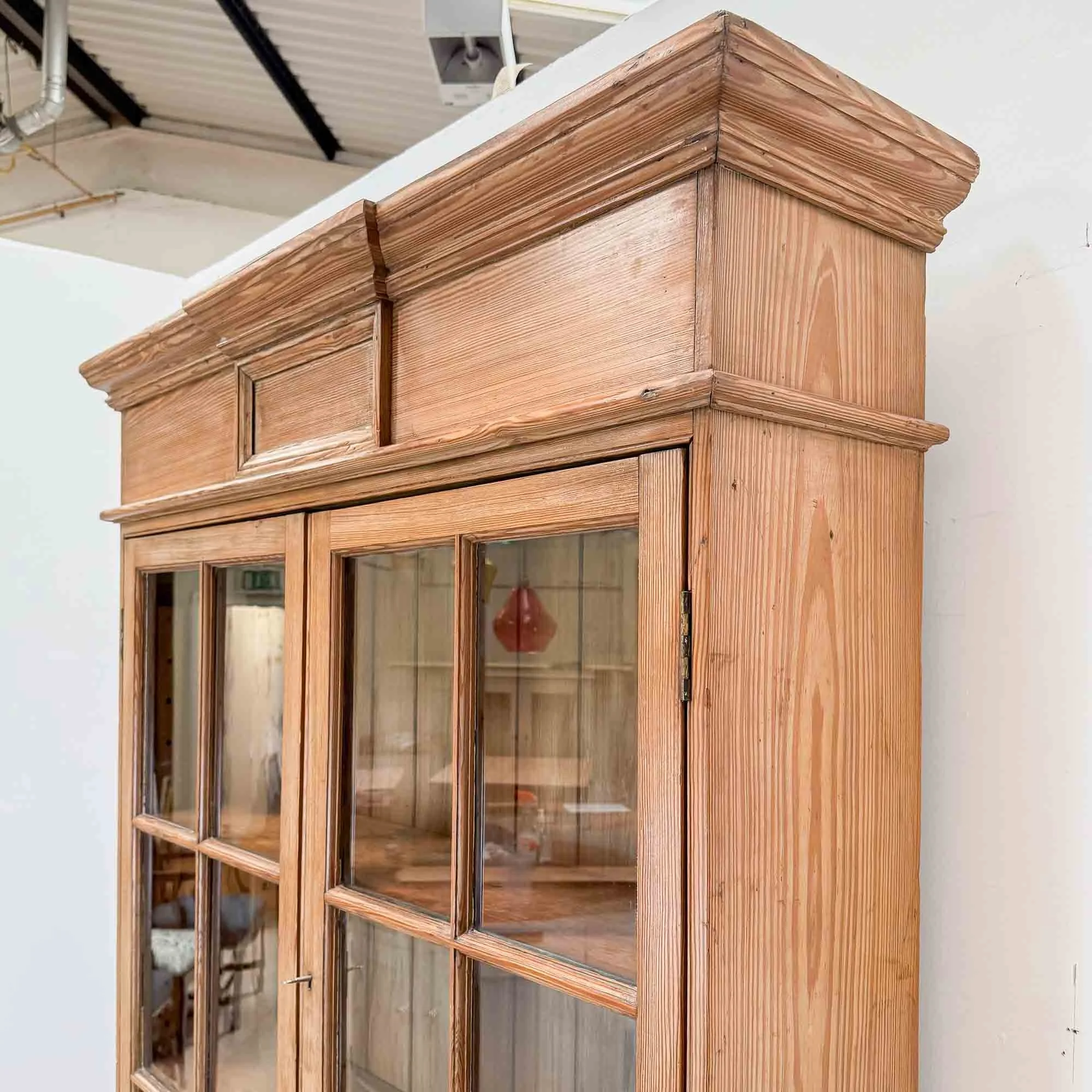 antique pitch pine glazed bookcase-12.jpg