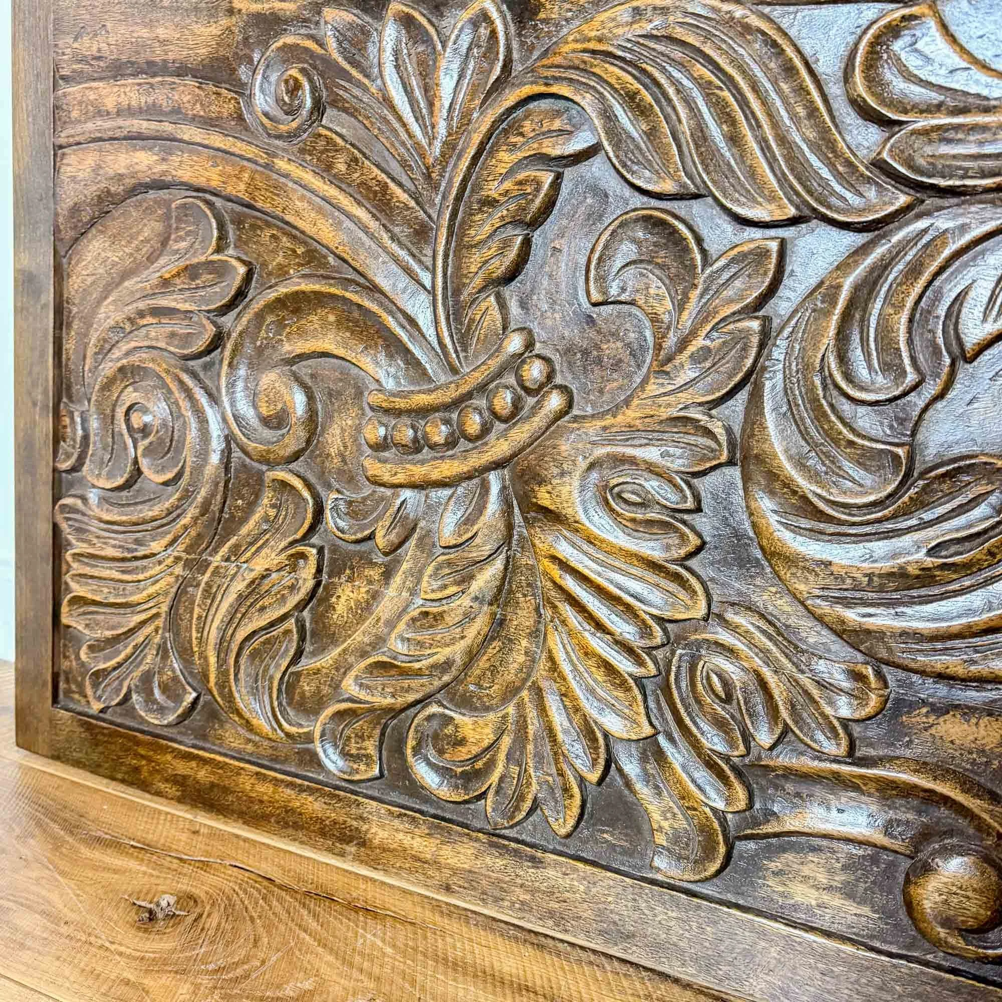 vintage italian carved wooden panel