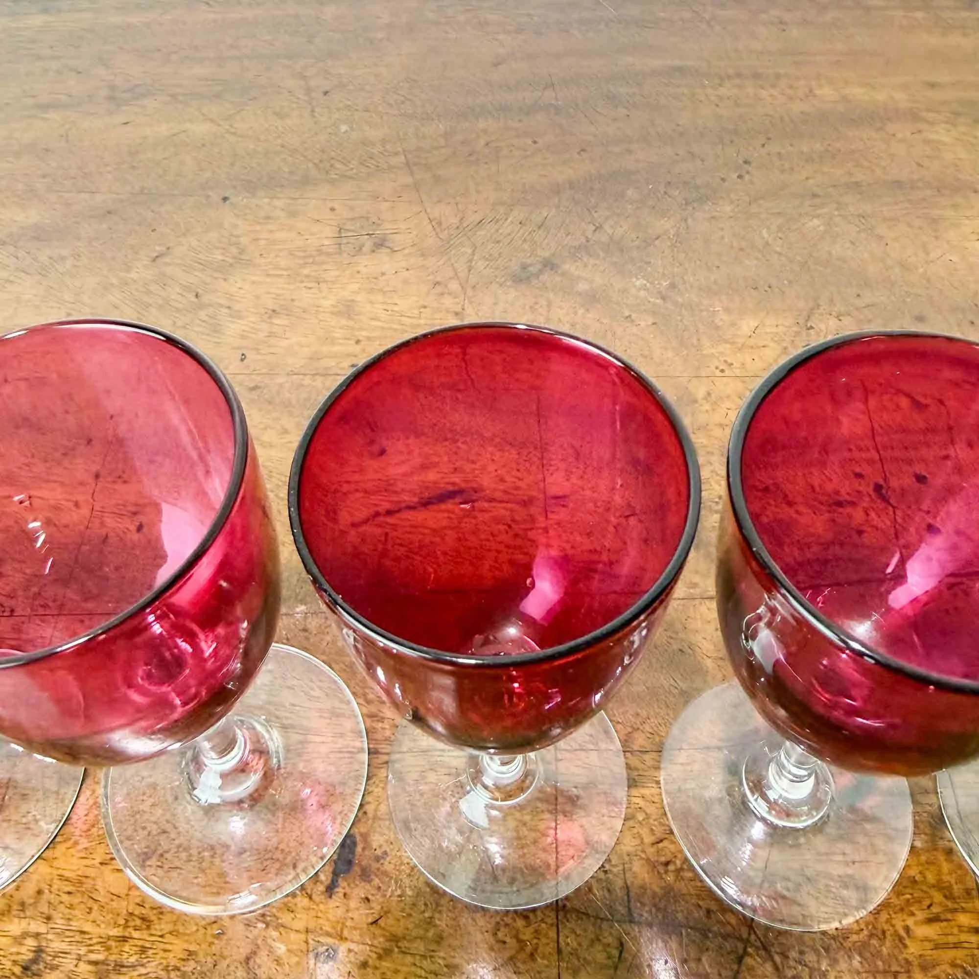 five victorian cranberry glass sherry glasses-5.jpg