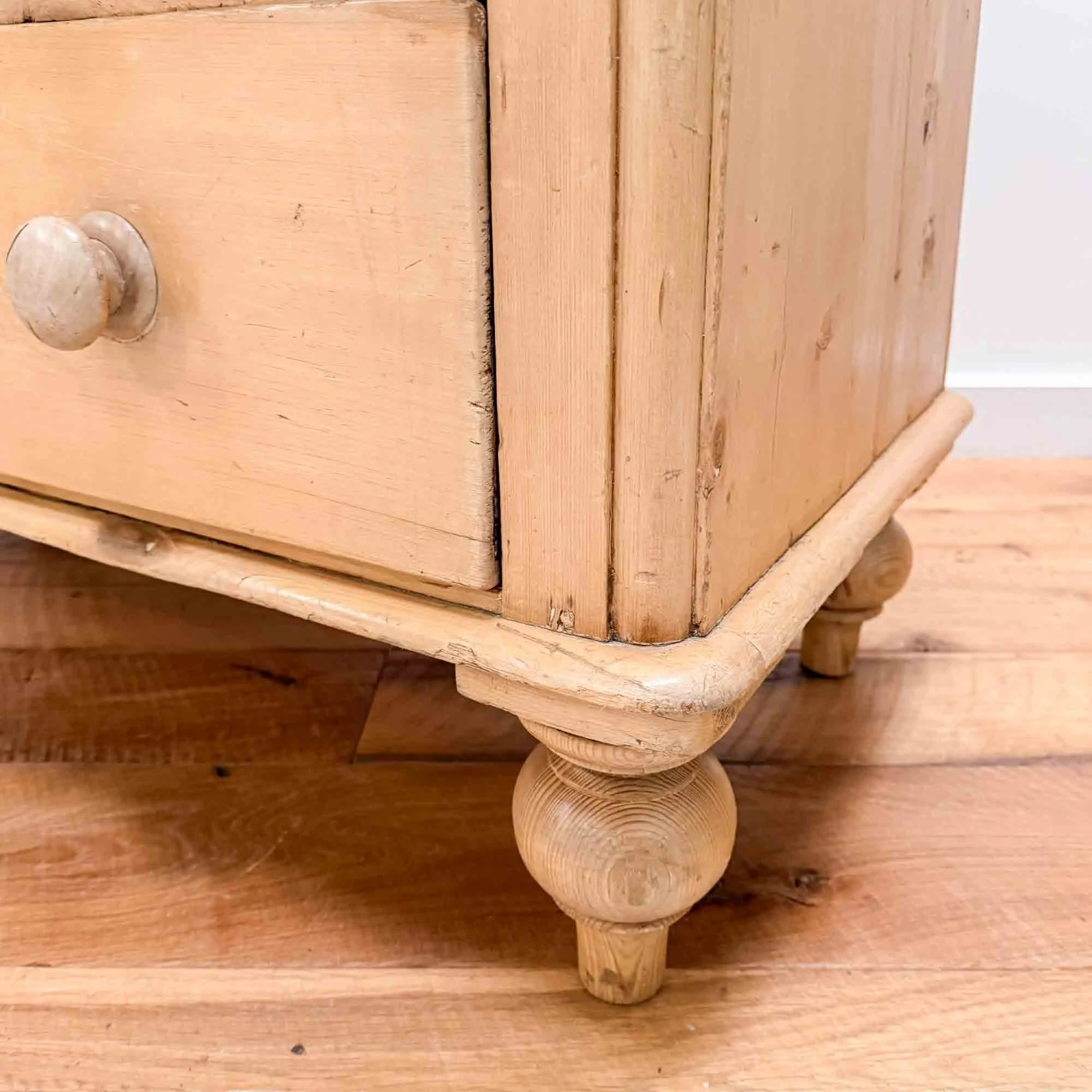 antique pine chest of drawers turned bun feet