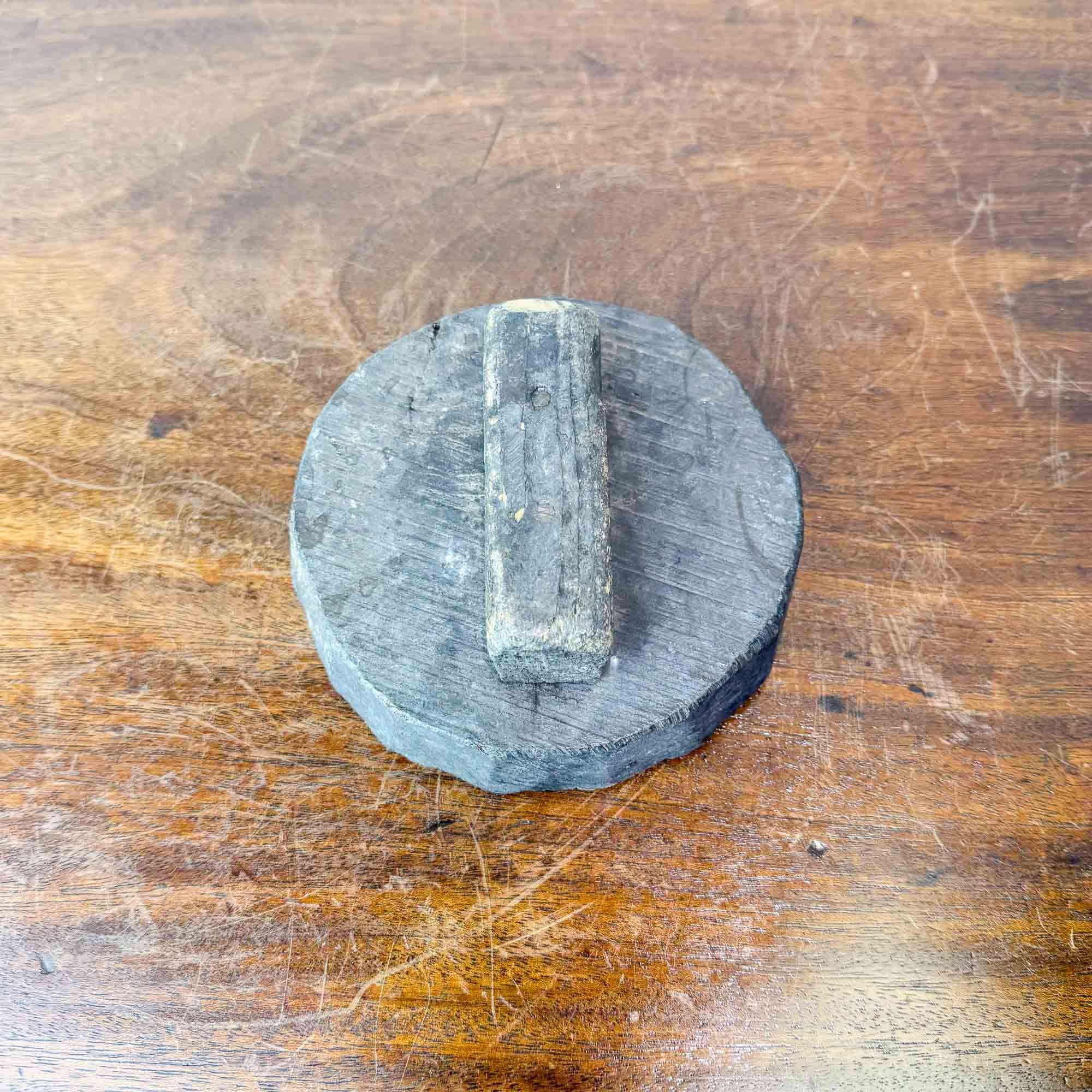 Vintage Round Wooden Printing Block