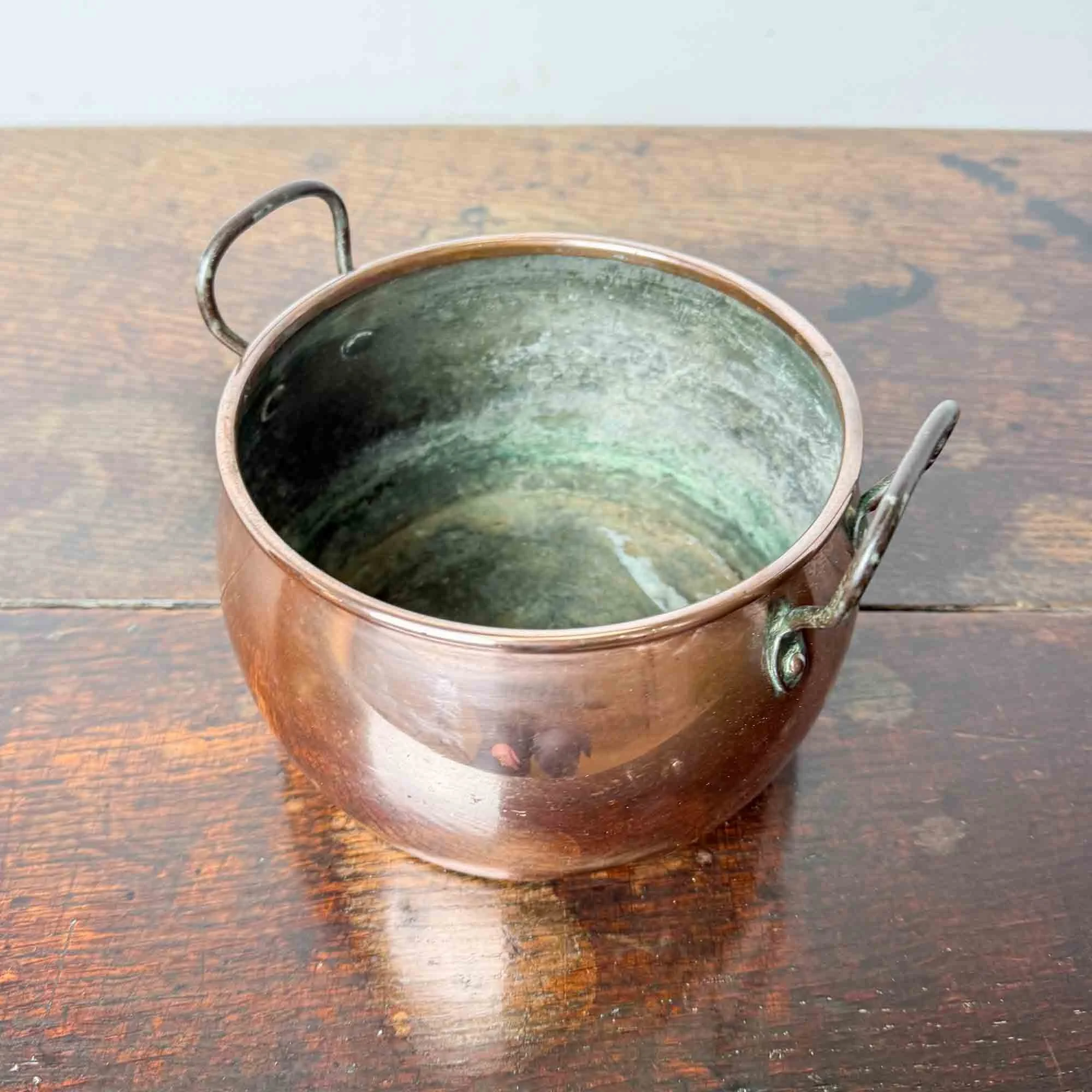 small antique copper cauldron planter-6.jpg