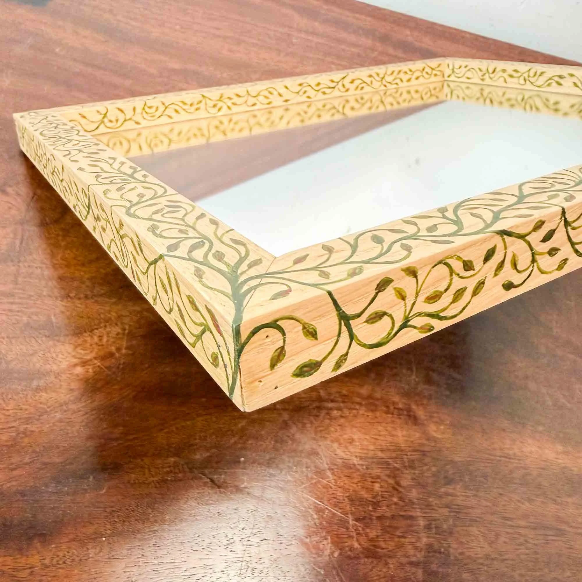 Hand painted tiny leaves oak mirror-2.jpg