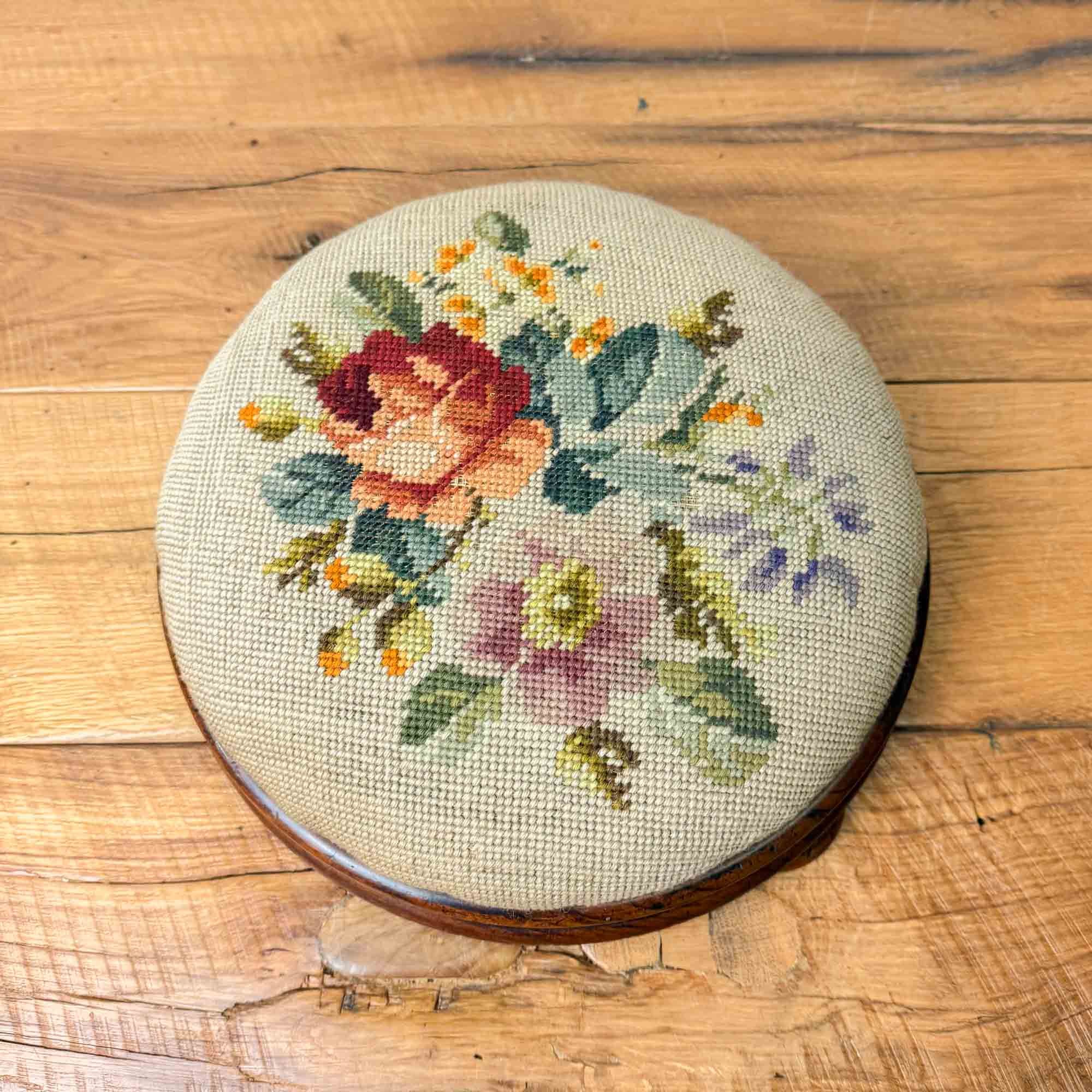 Victorian Low Needlepoint Foot rest