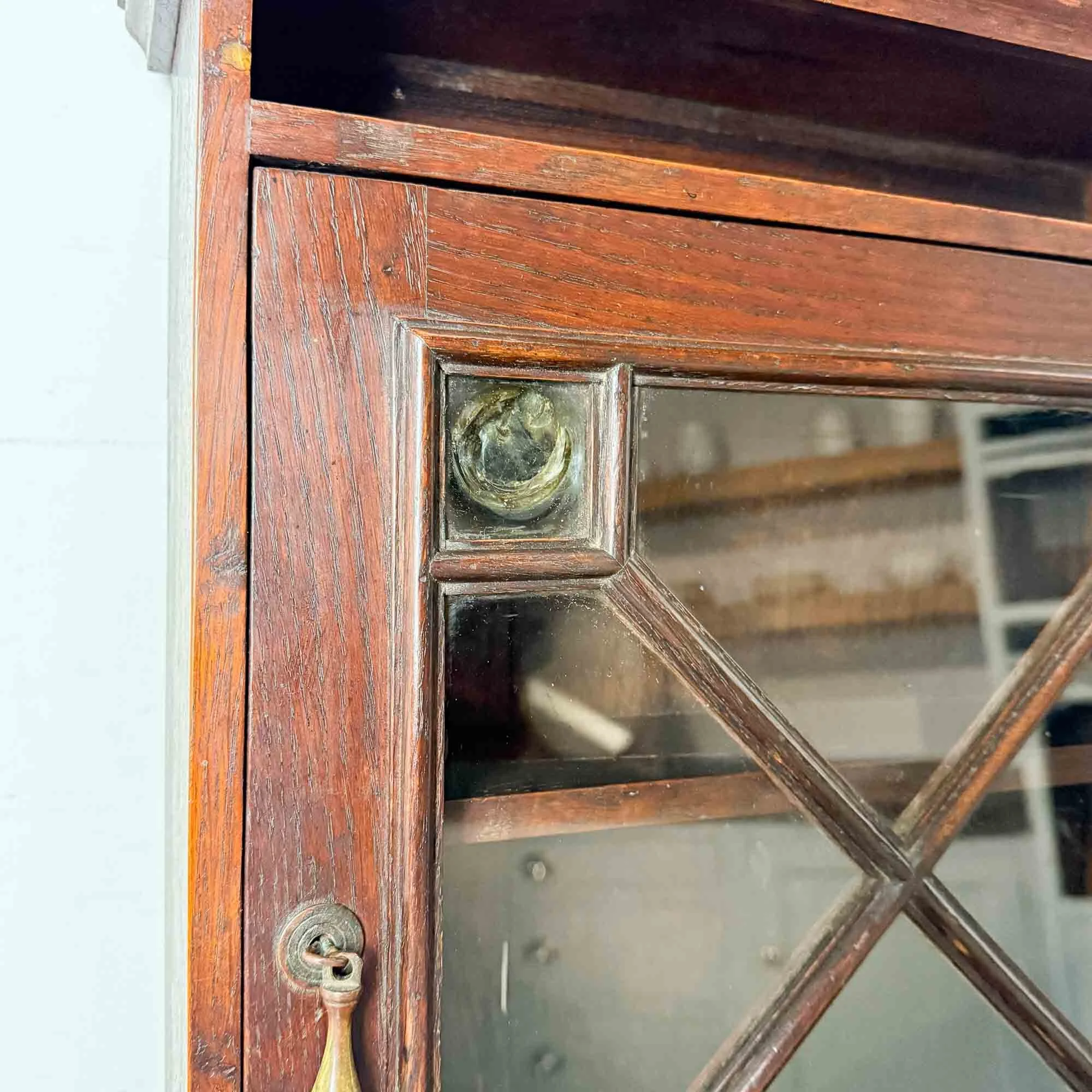 antique oak arts and crafts wall cabinet-14.jpg