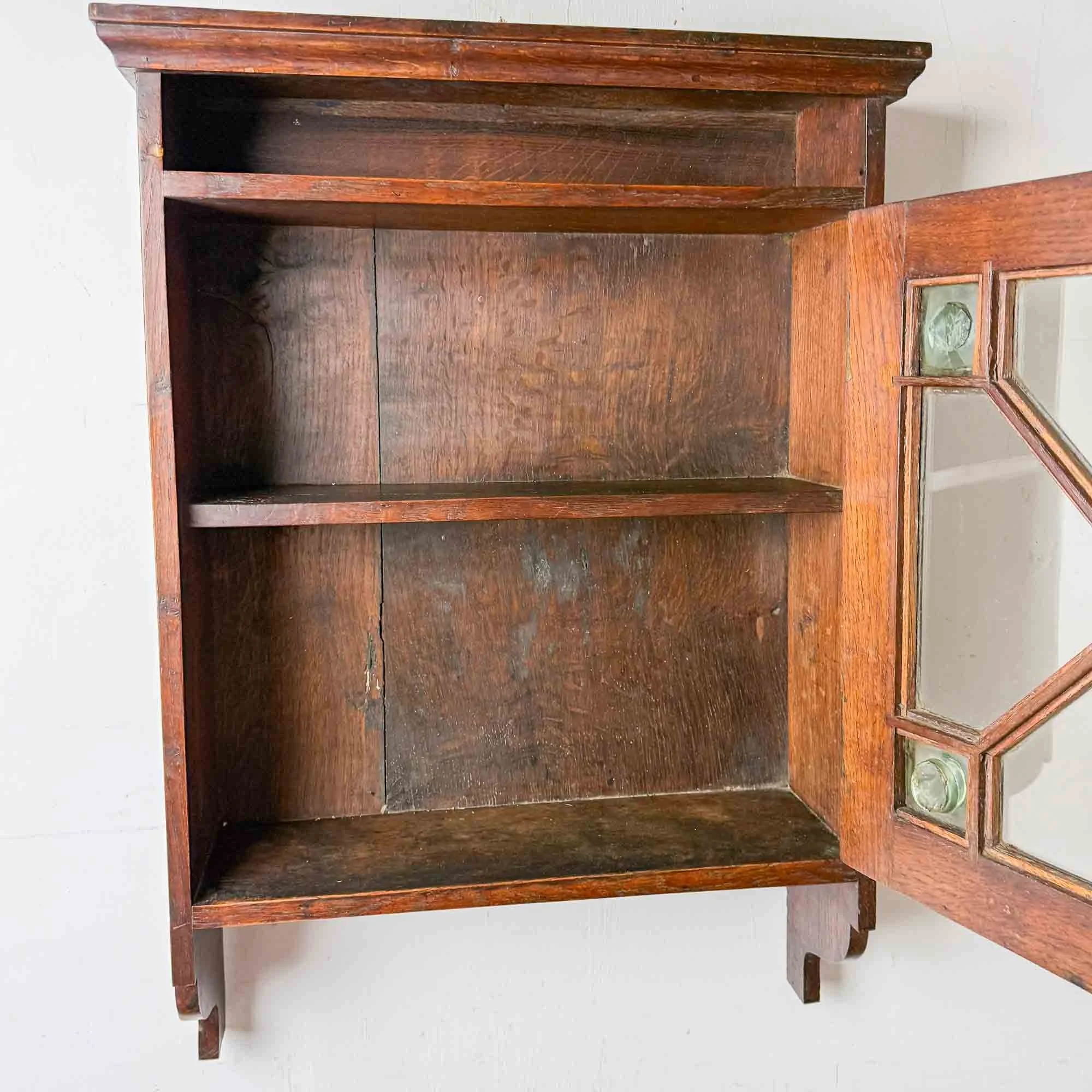 antique oak arts and crafts wall cabinet-7.jpg