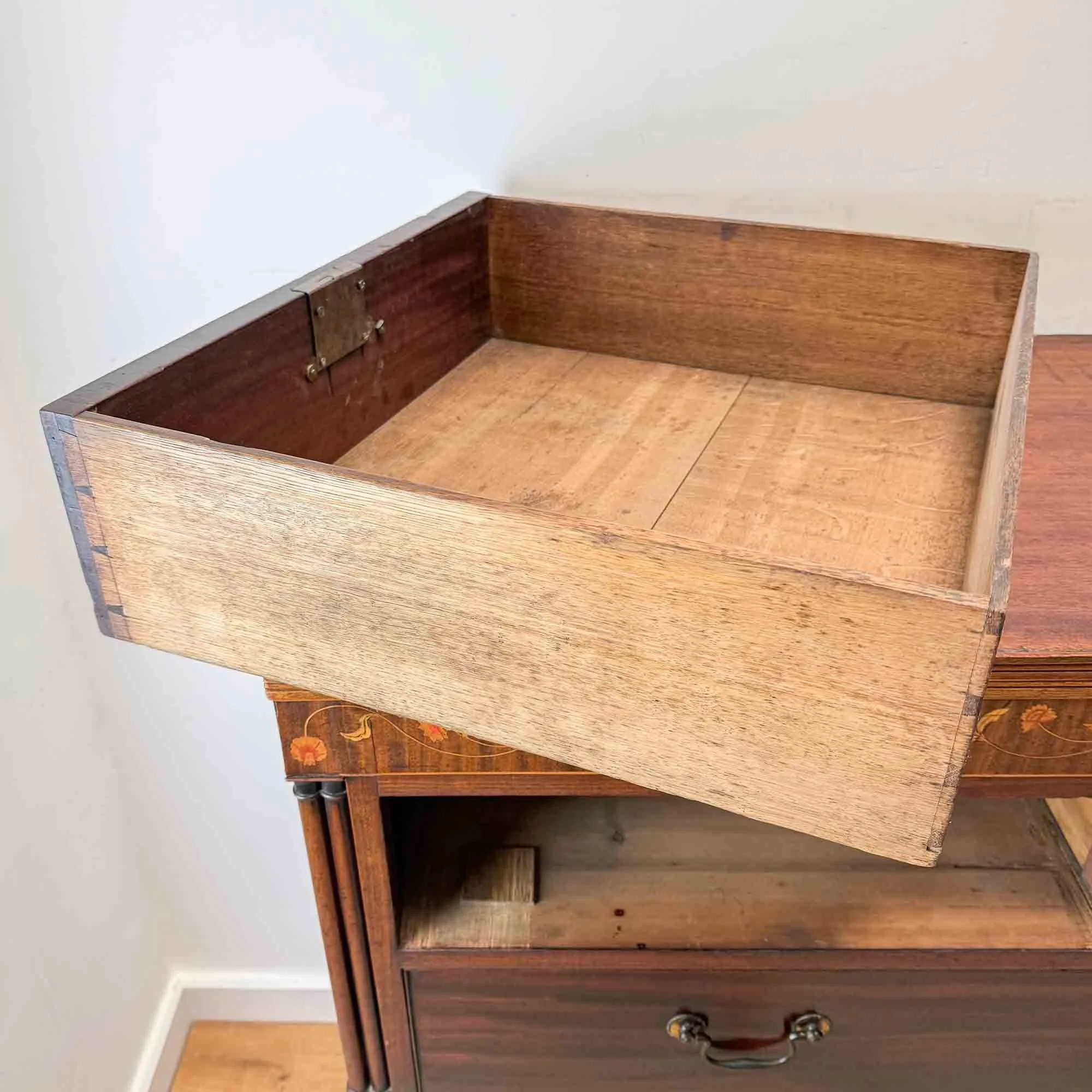 georgian inlay and penwork mahogany chest of drawers.jpg