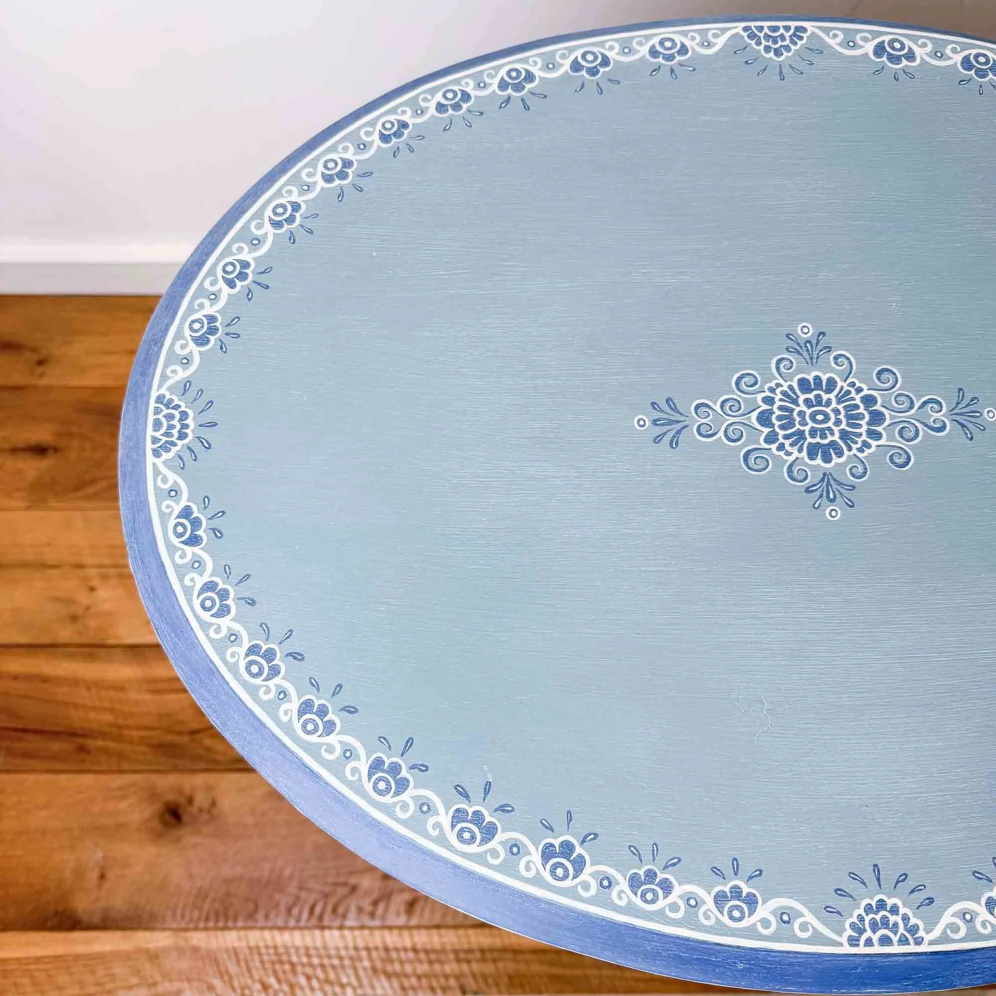 blue painted oval barley twist table.jpg