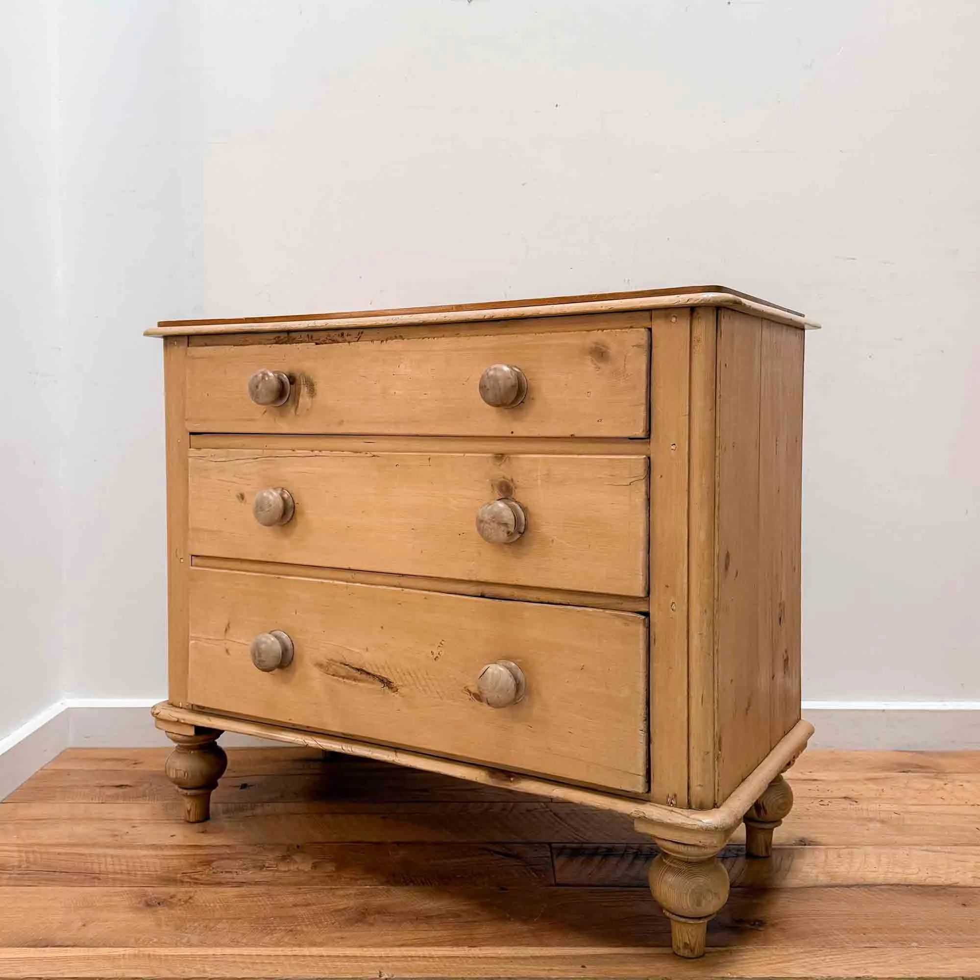 antique pine chest of drawers with rounded corners
