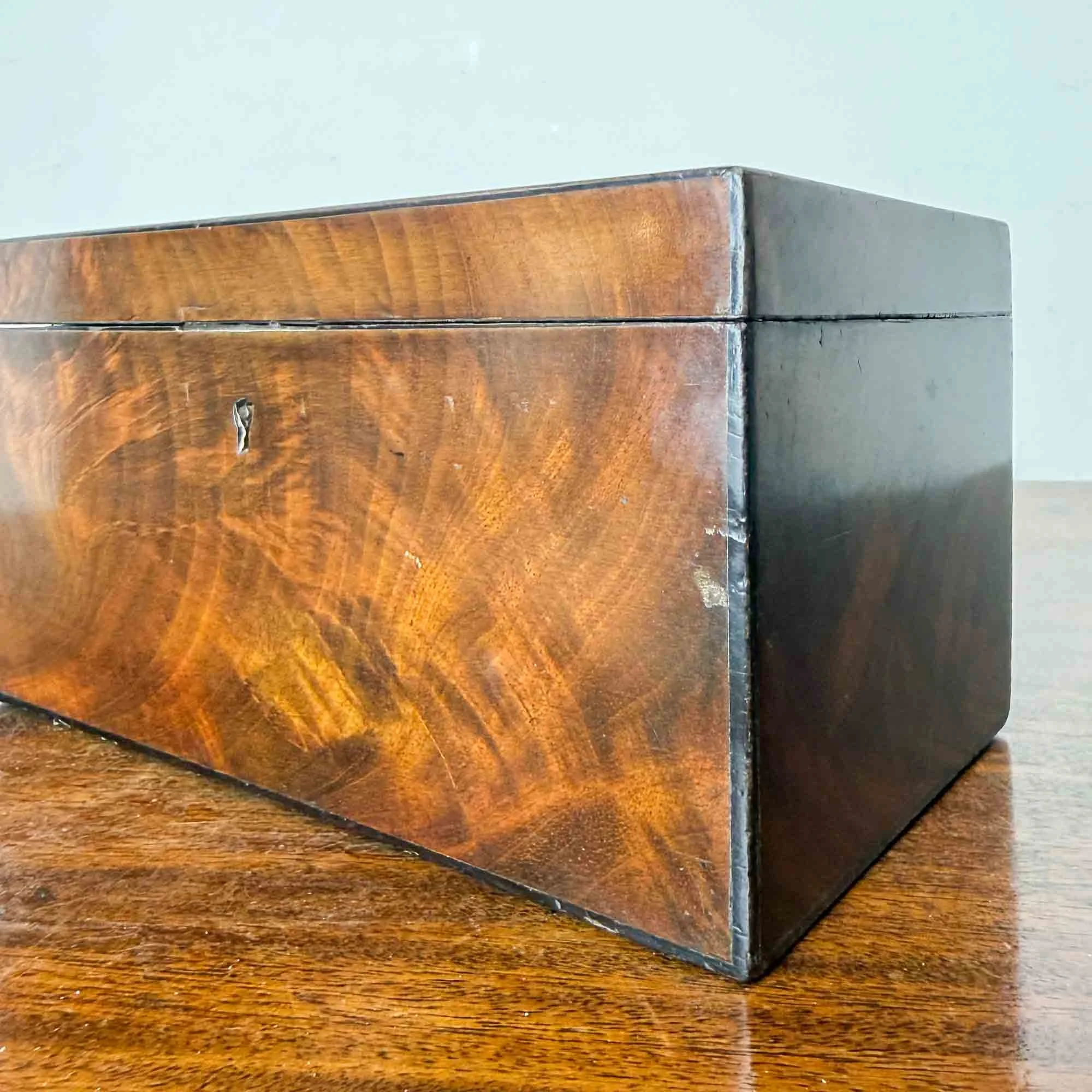 antique flame mahogany tea caddy-5.jpg