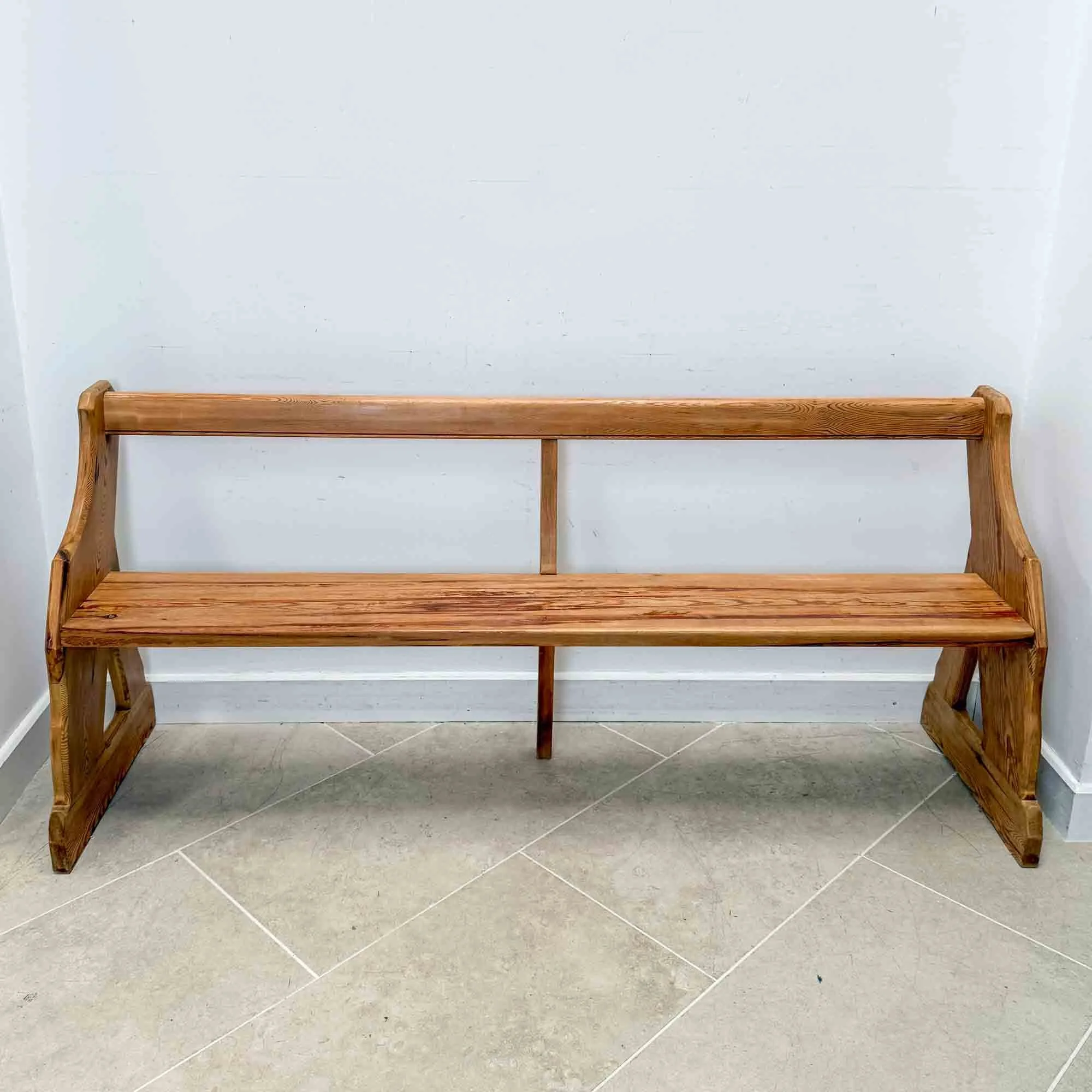 antique pitch pine open back pew