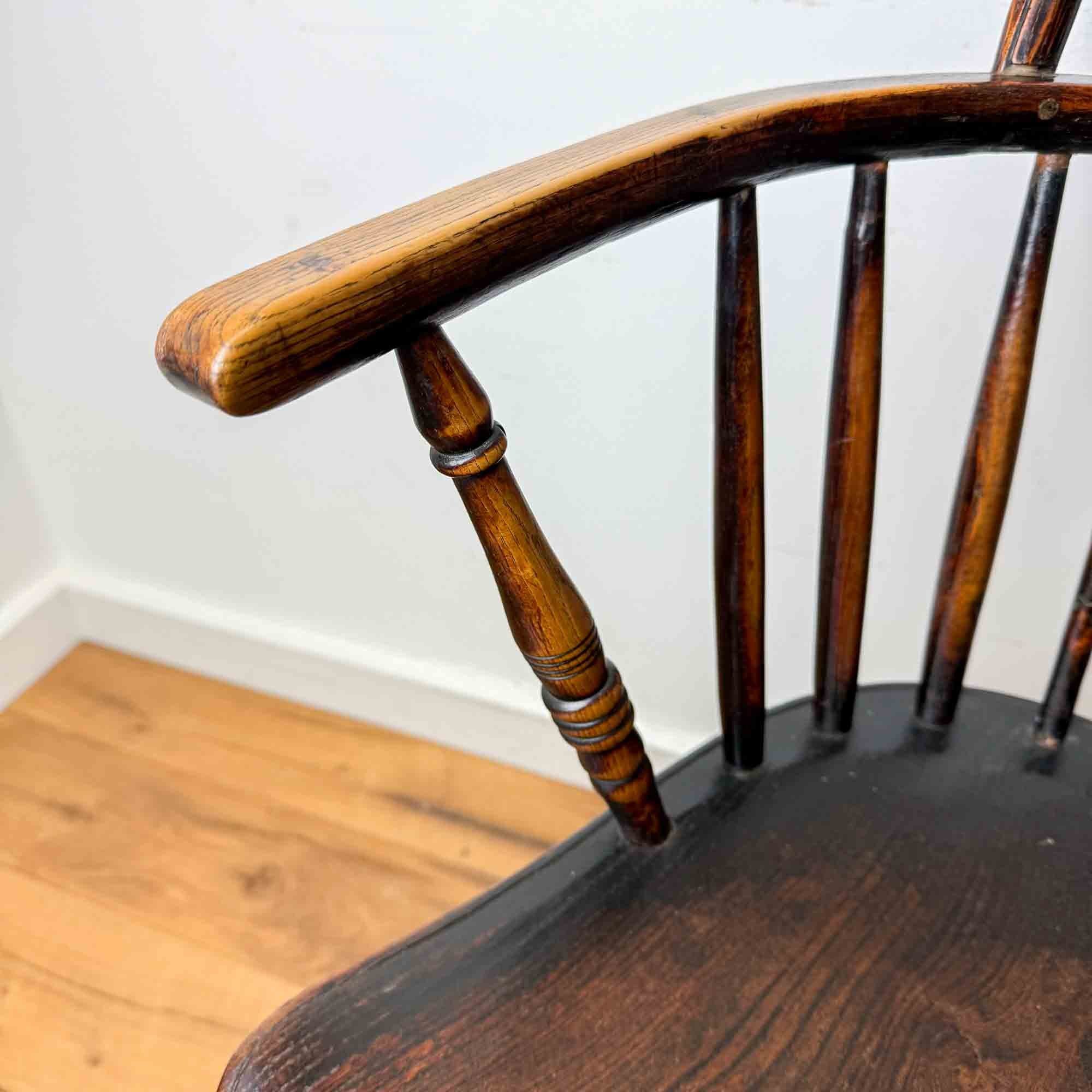 Antique Low Back ash and elm Windsor Chair