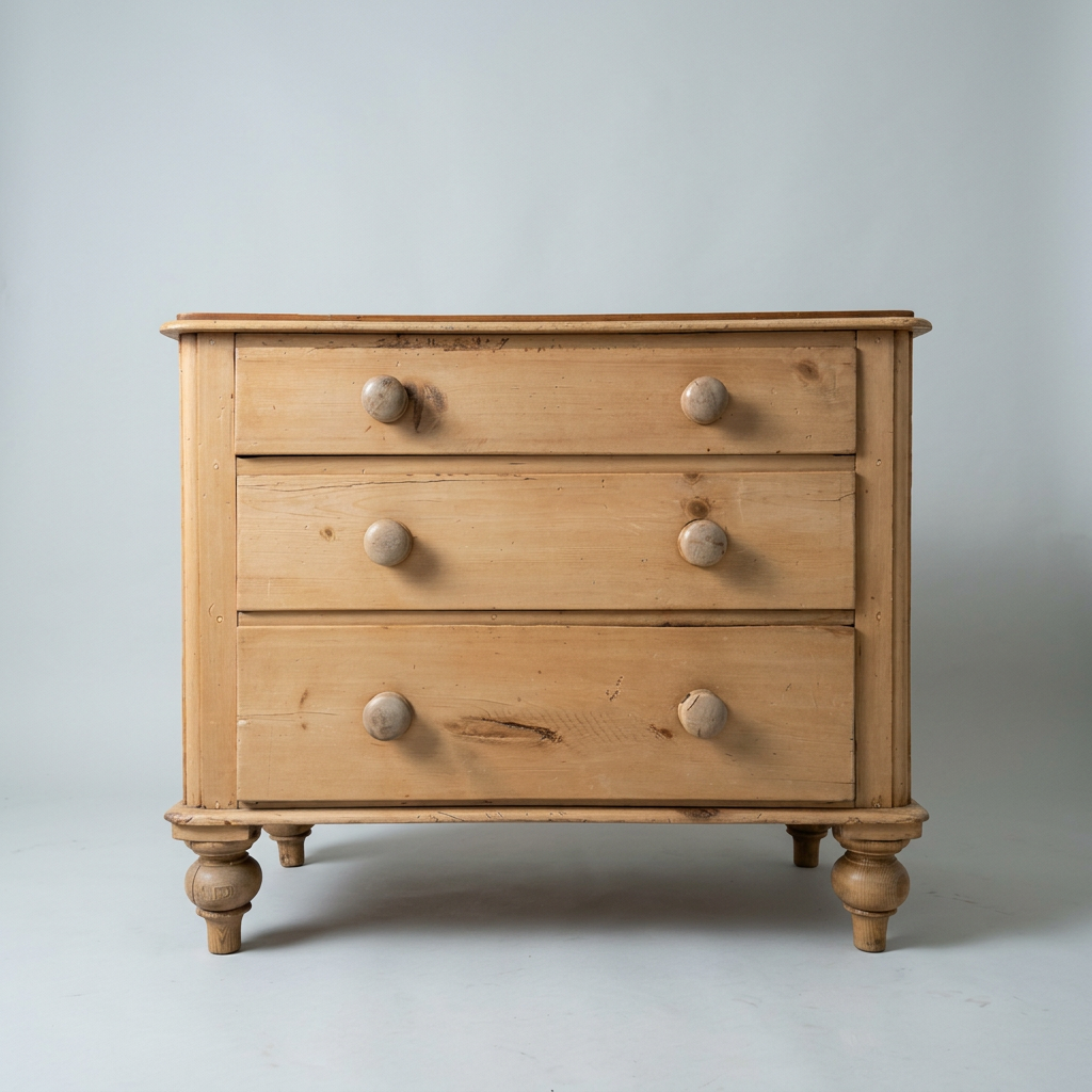 Antique Pine Chest of Drawers With Rounded Corners
