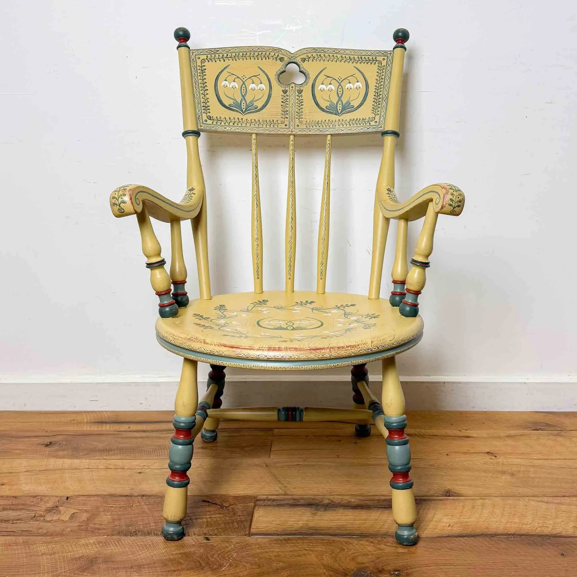 yellow folk art hand painted chair