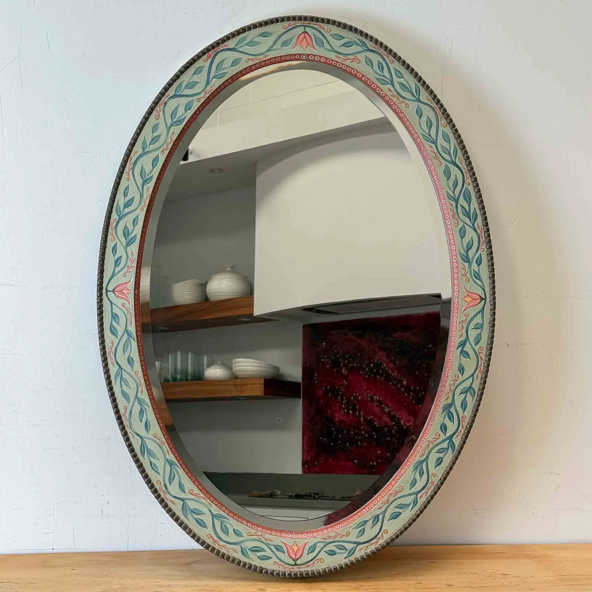 hand painted folk art mirror