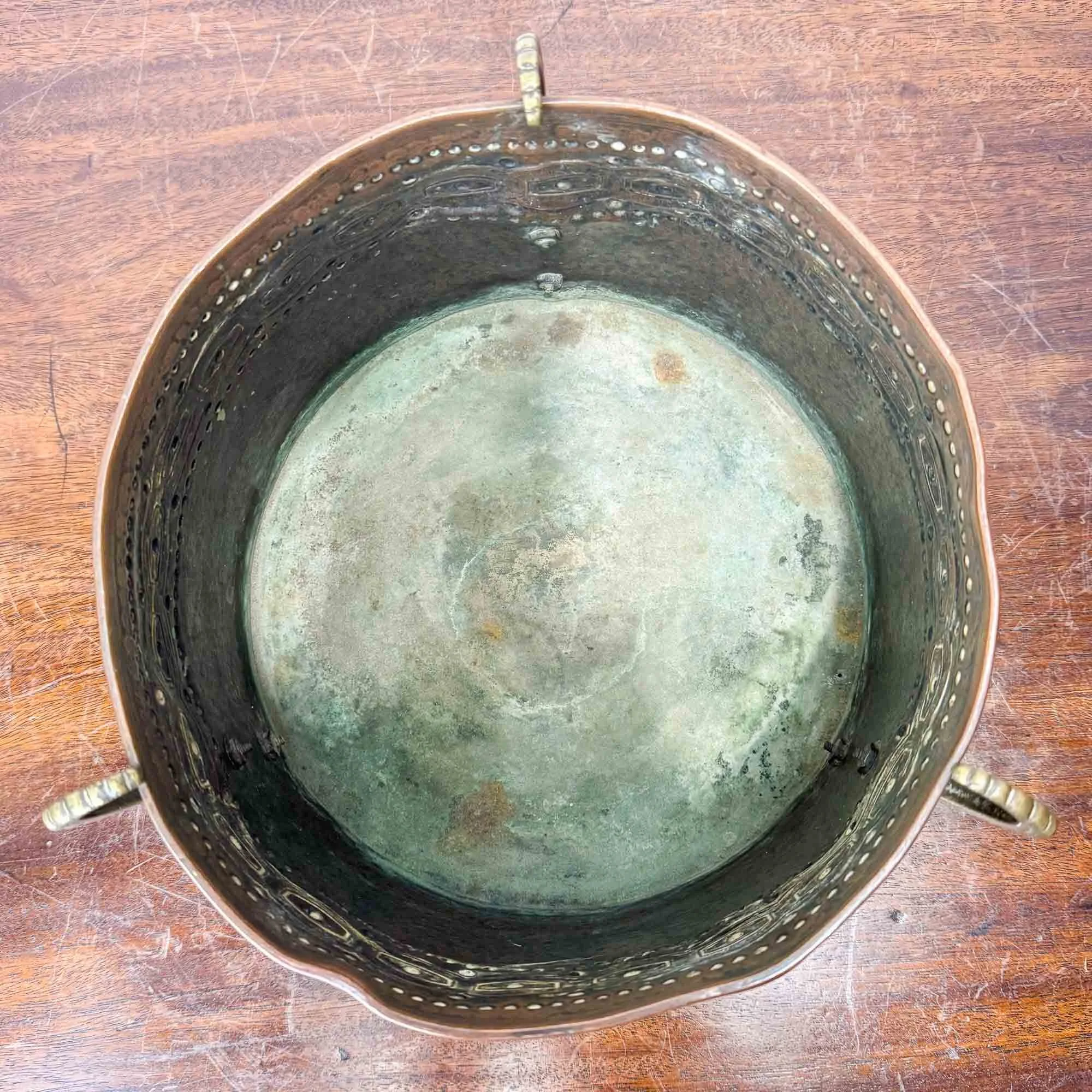 vintage copper and enamel planter-3.jpg