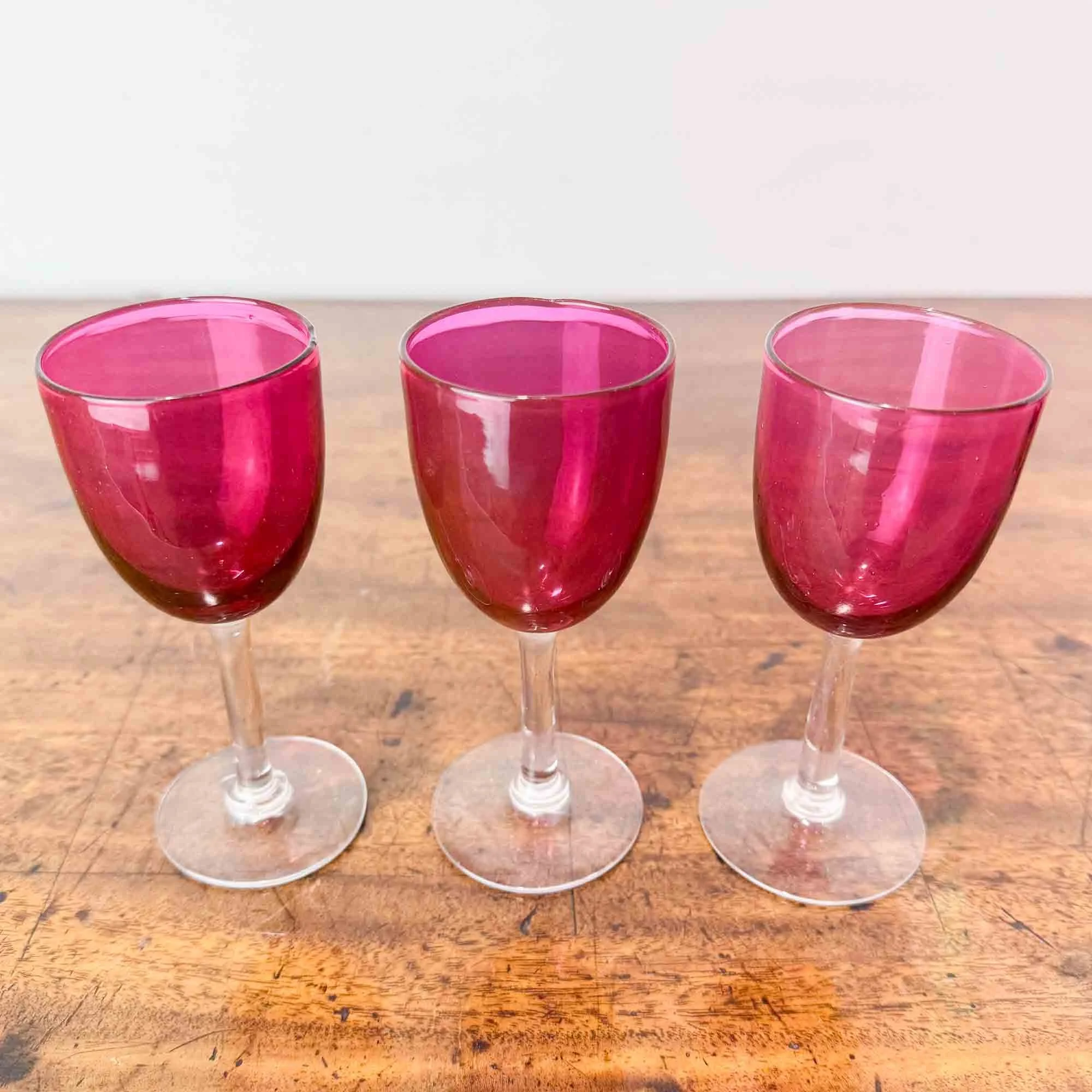 set of three victorian cranberry glass sherry glasses-5.jpg