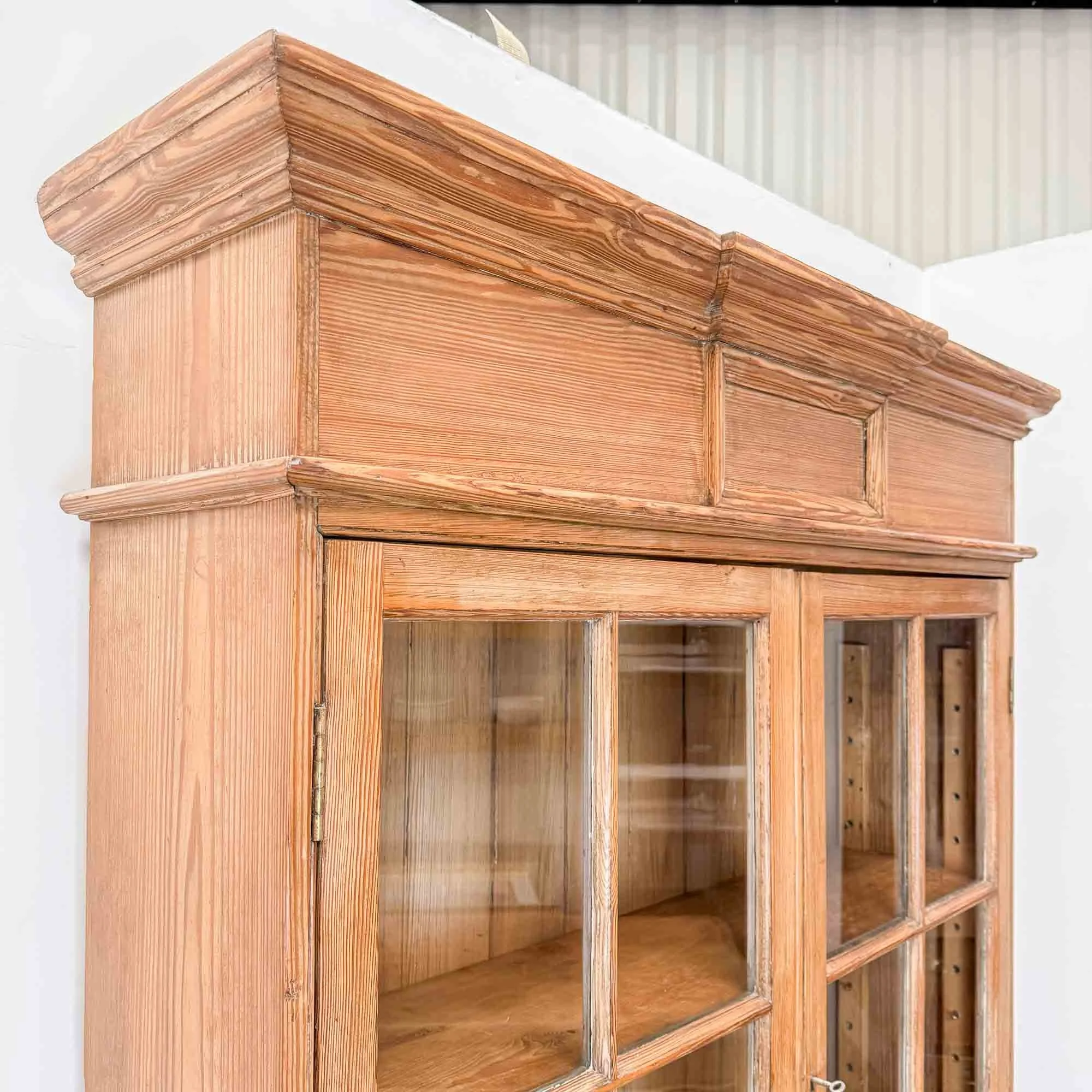 antique pitch pine glazed bookcase-15.jpg