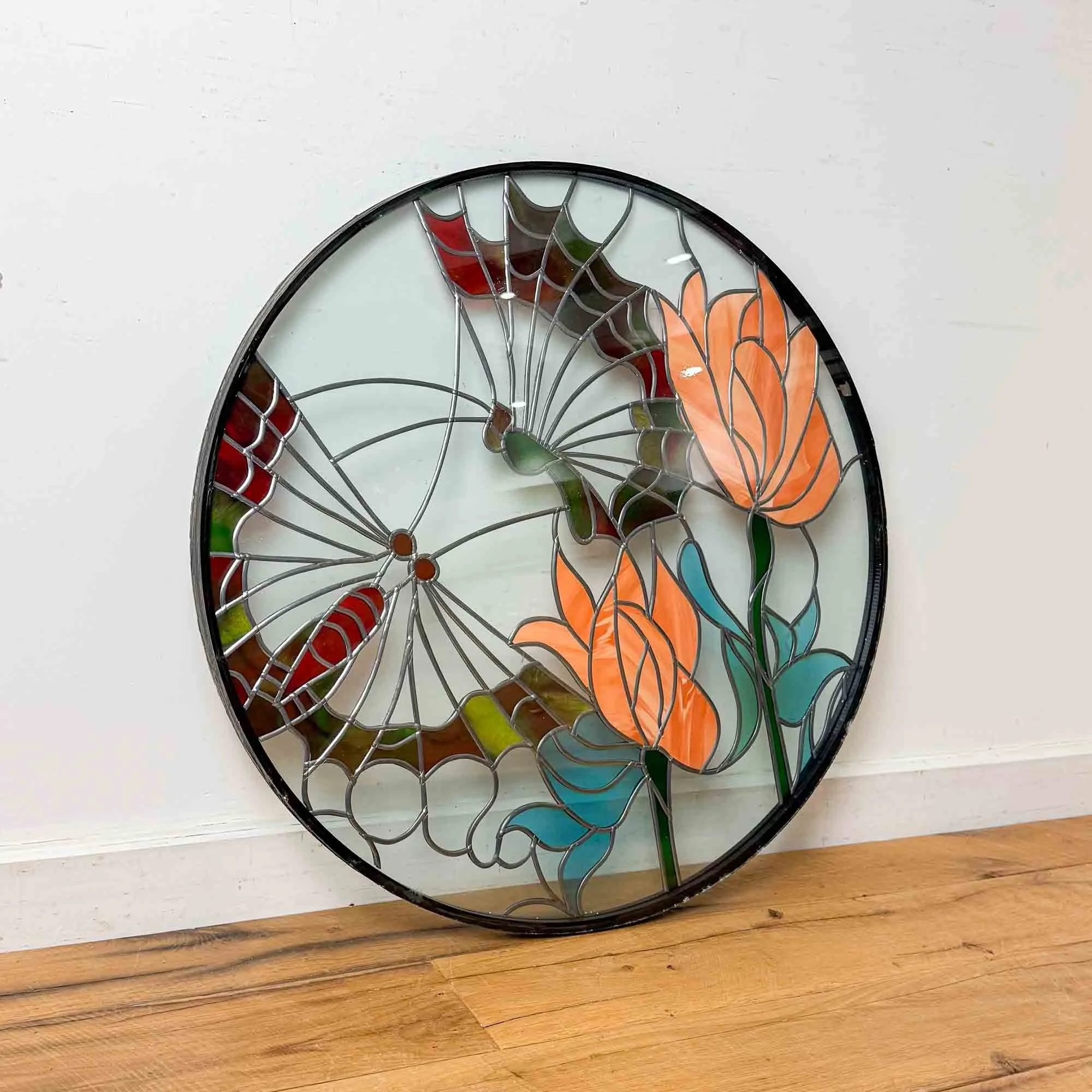 round stained glass window panel